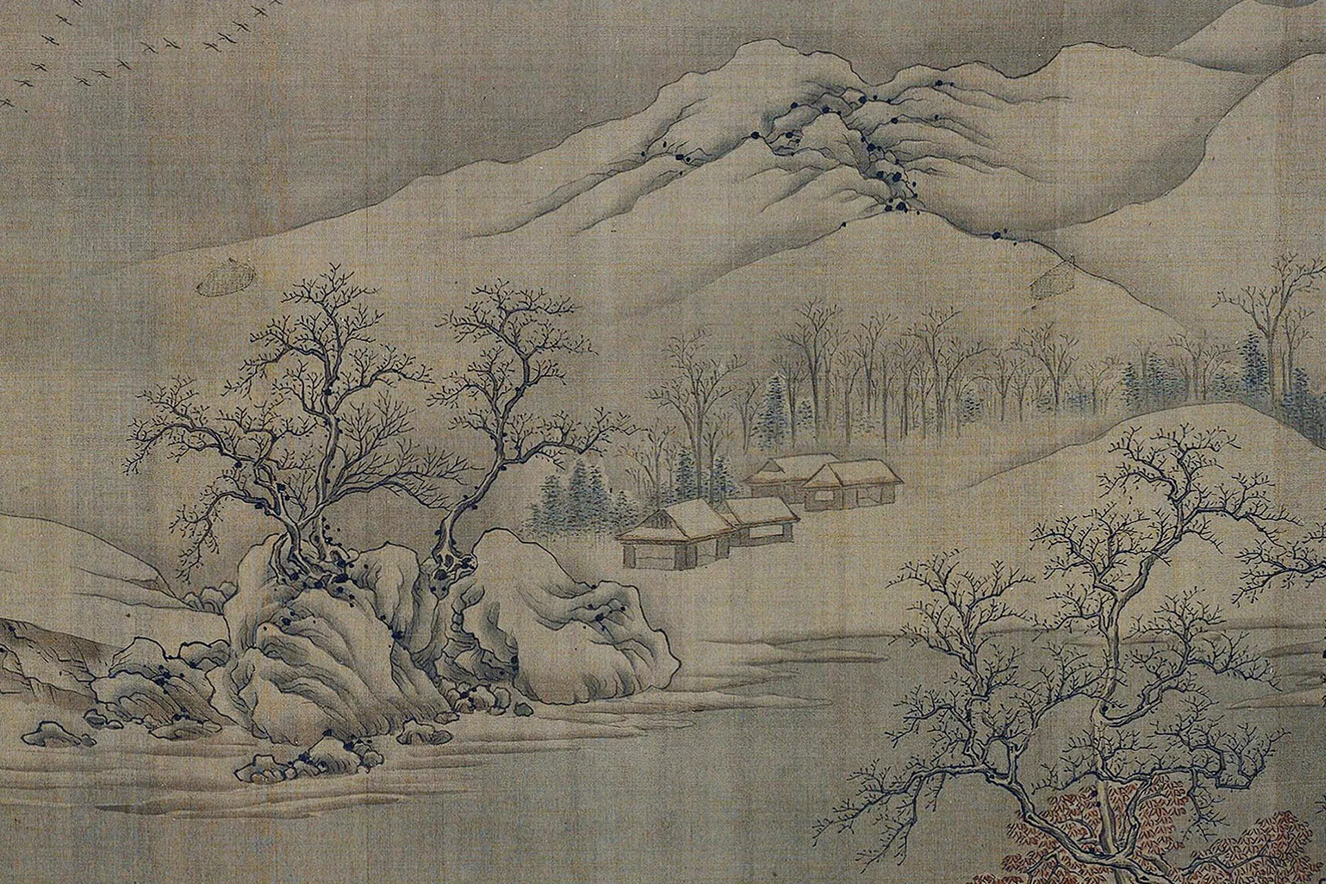 传王维山水《江干雪霁图》局部 (2)