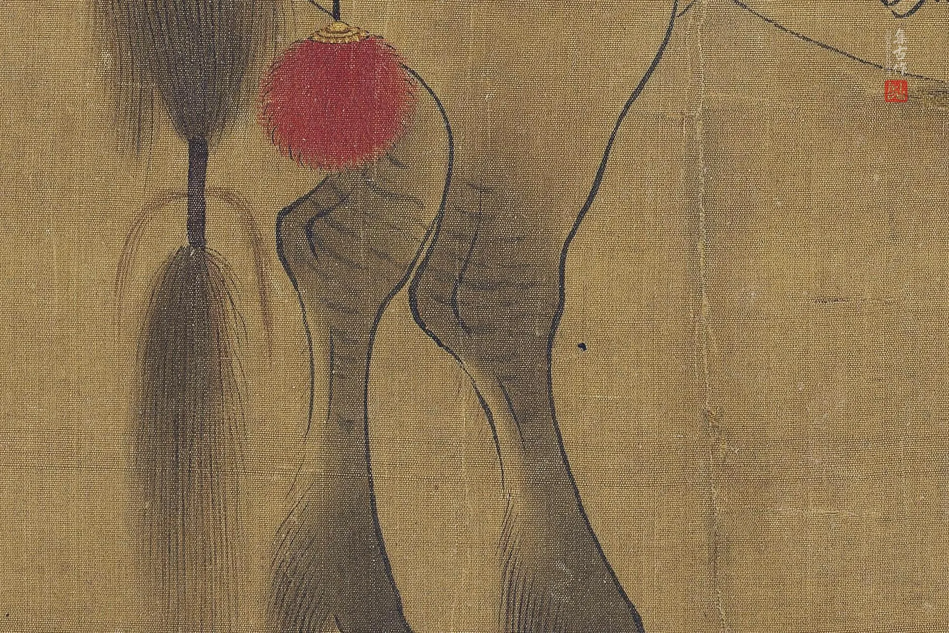 传李赞华鞍马画《射骑图》高清大图局部 (3)