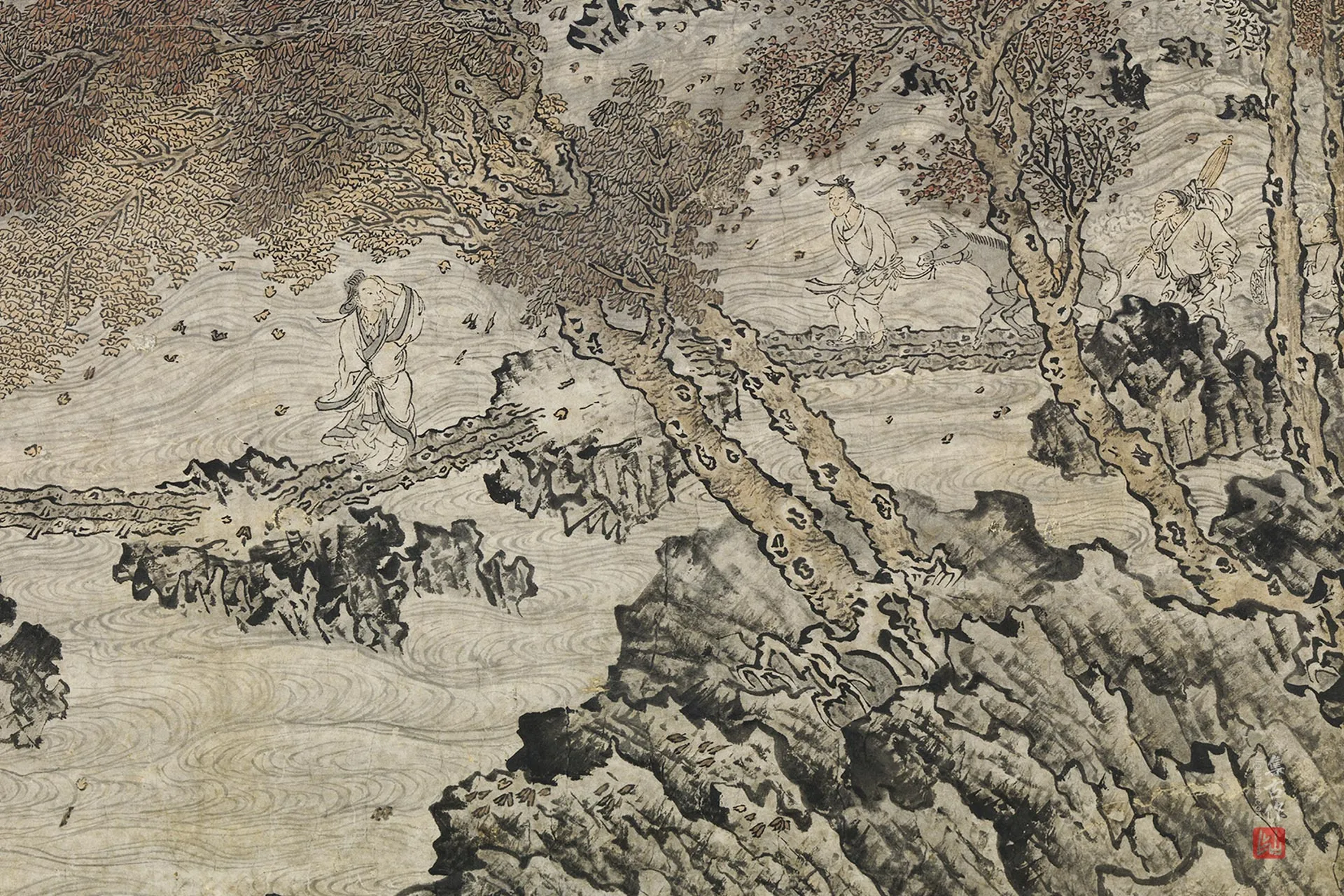 传关仝山水《蜀山栈道图》局部 (1)
