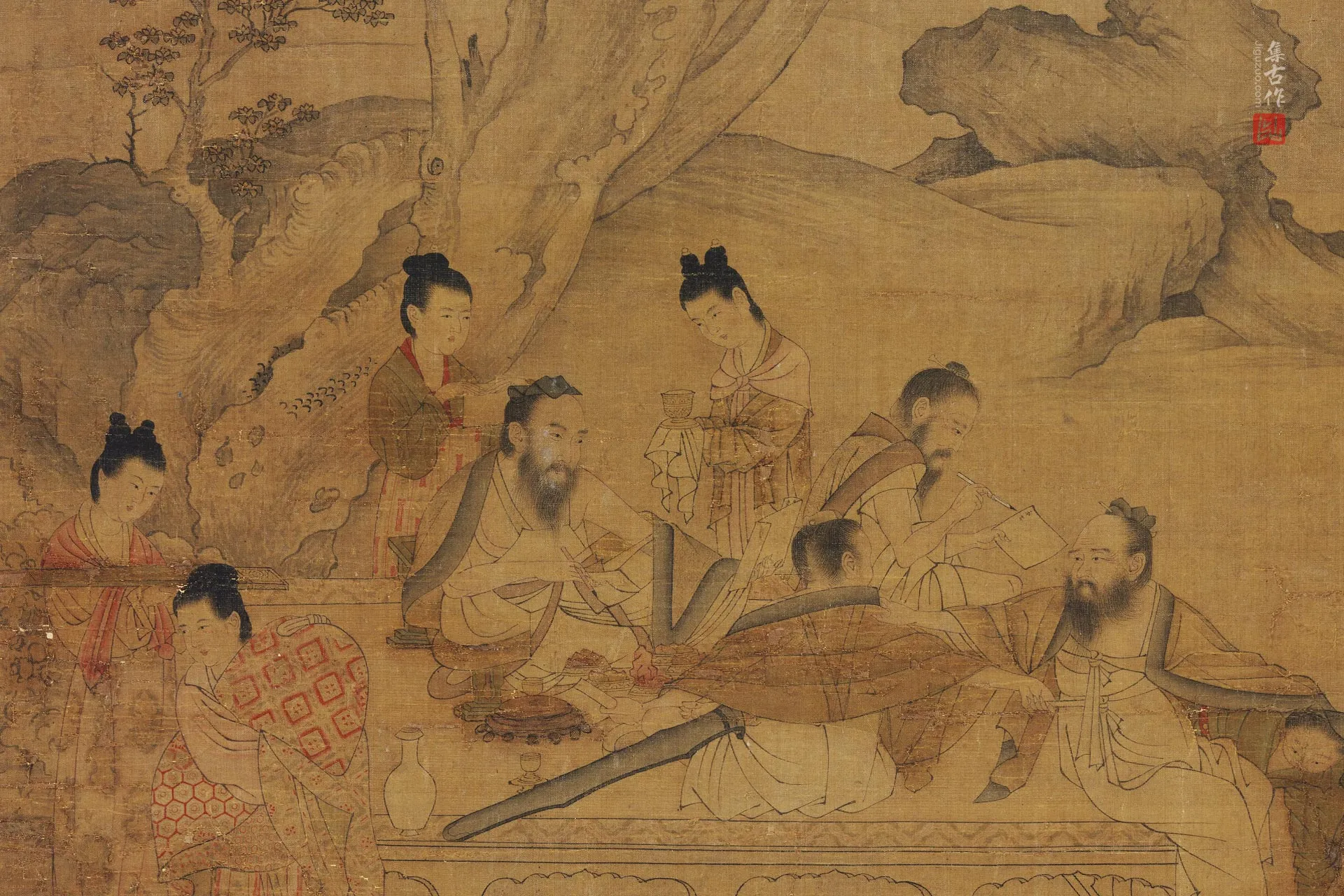 传五代丘文播《文会图》局部 (1)