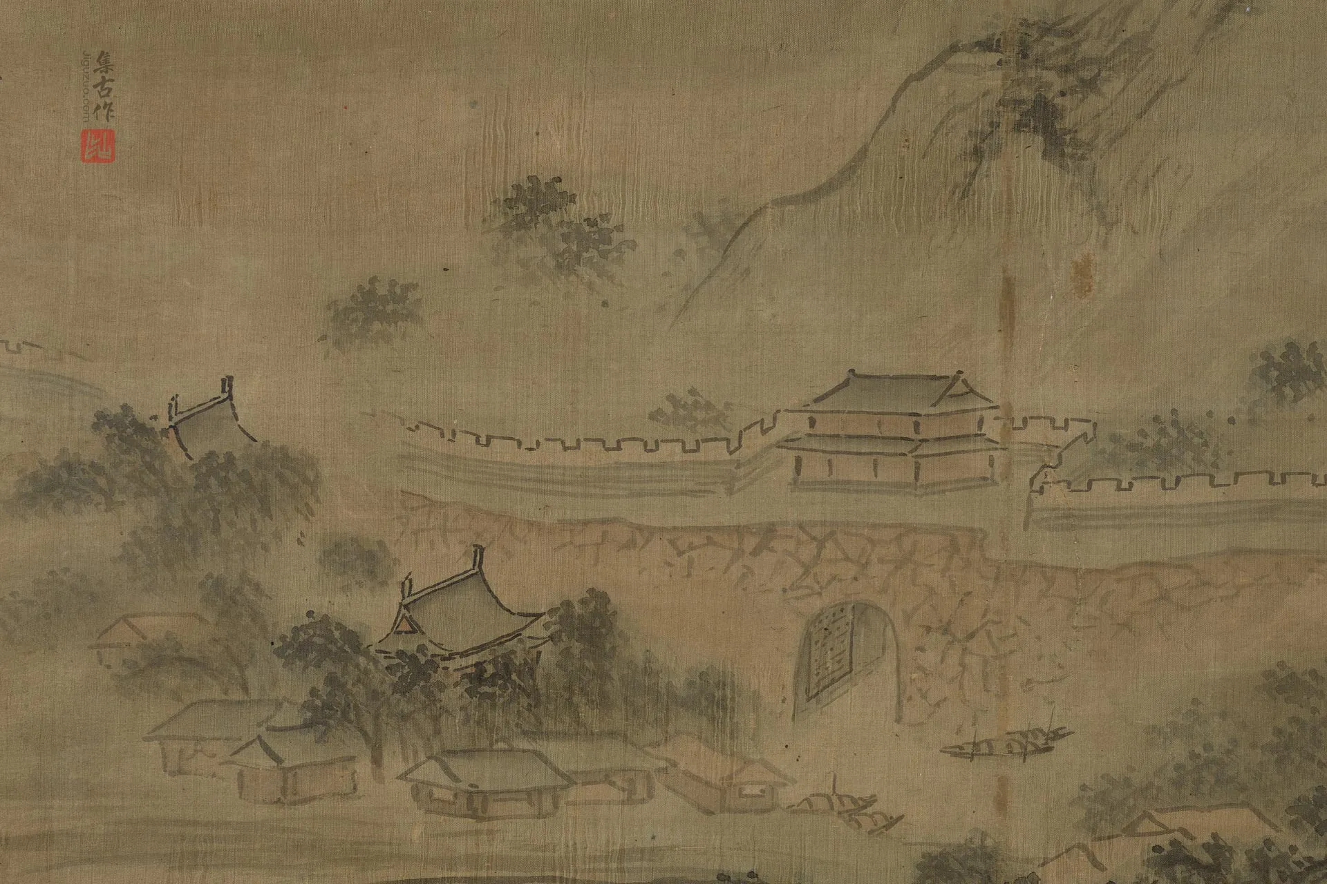 陈淳山水画《重阳风雨图》局部 (2)