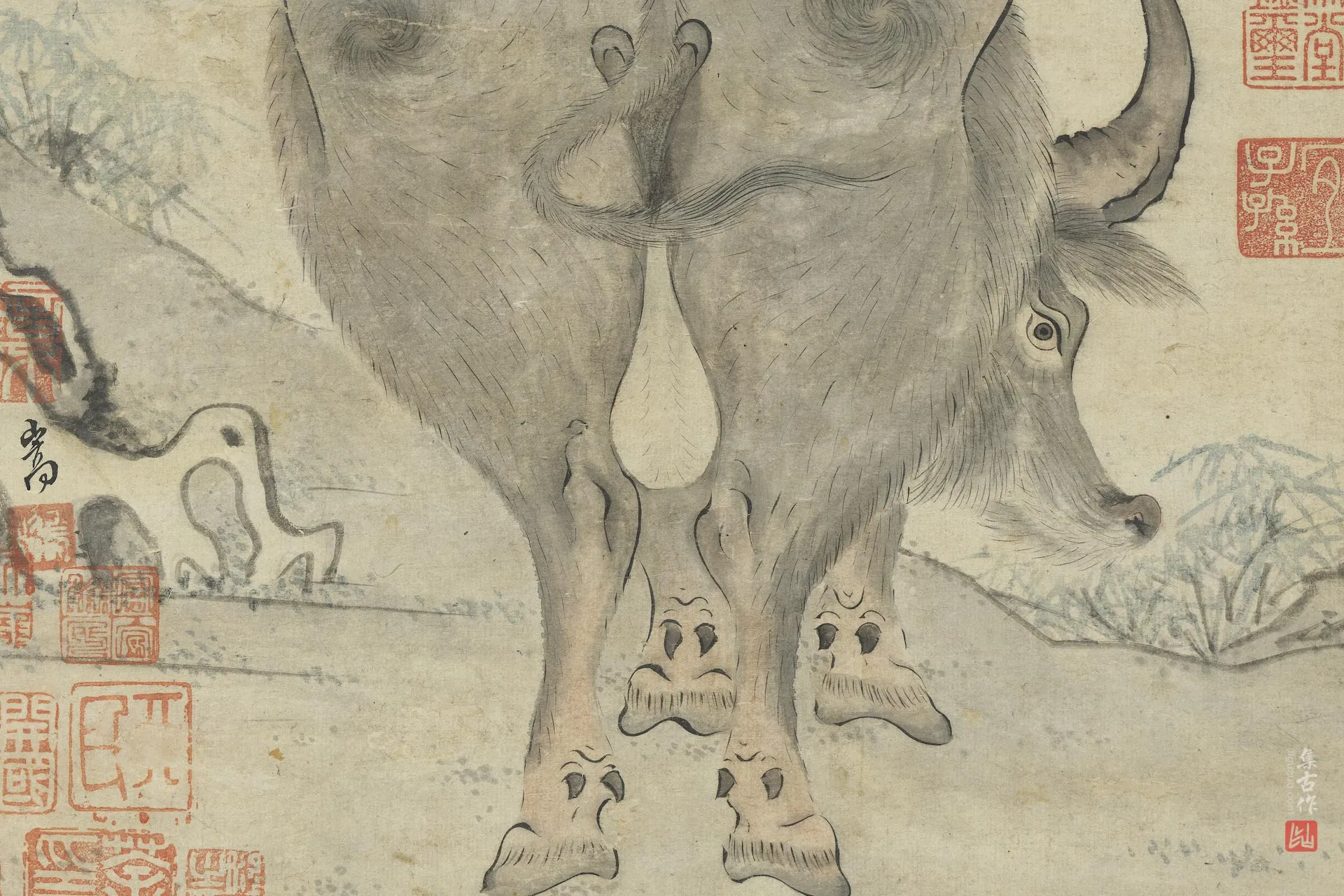 传戴嵩画牛图轴局部 (2)