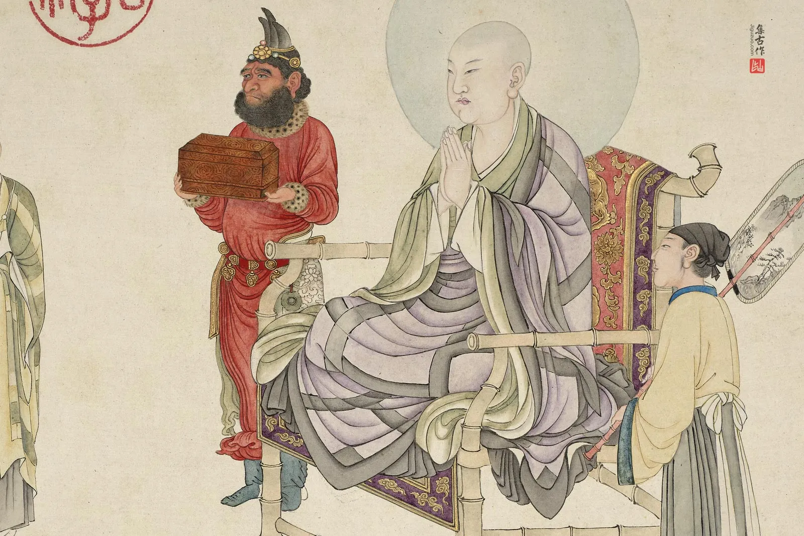 清庄豫德佛道人物画《拔纳拔西尊者》局部 (1)