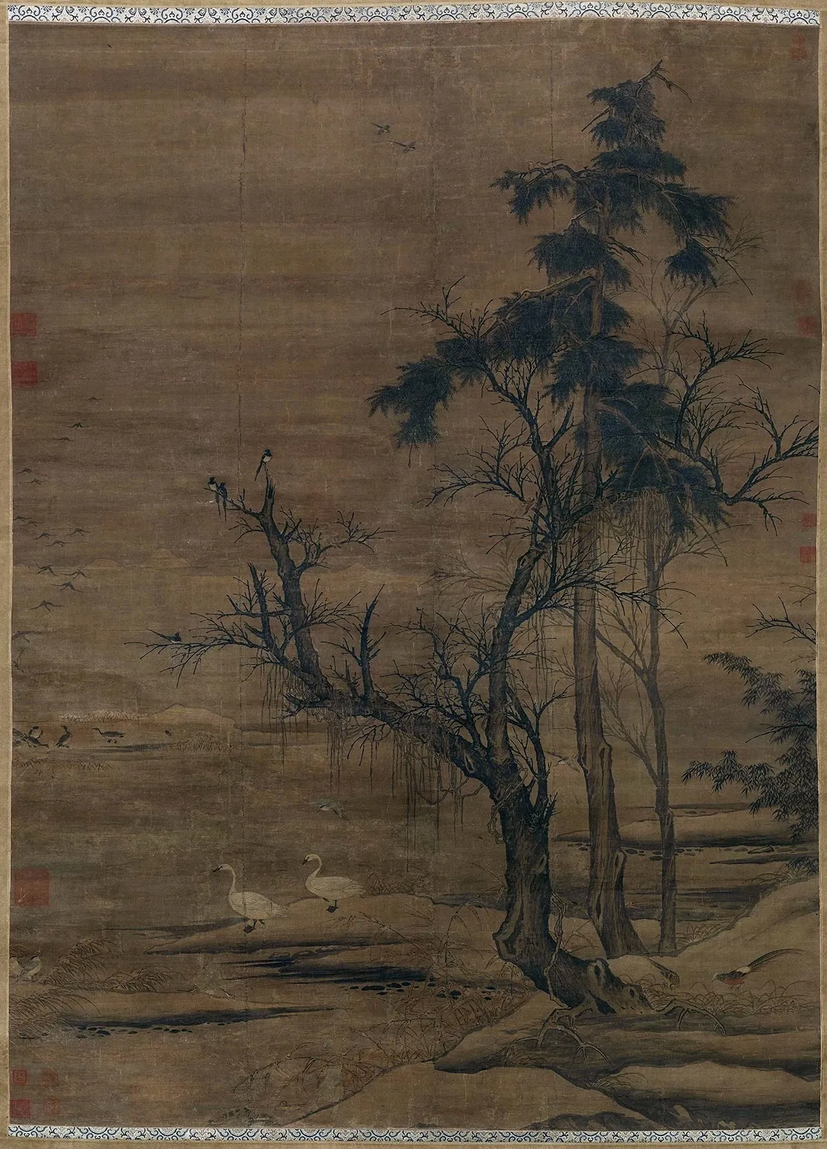 传黄筌《枯木水禽图》轴