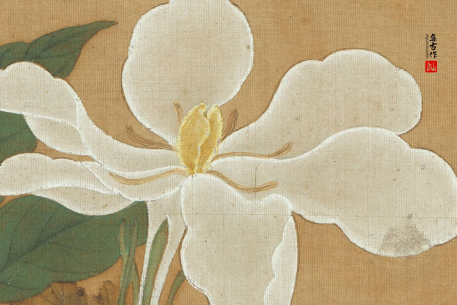 传徐熙花鸟画《写生栀子图》超高清大图局部 (3)