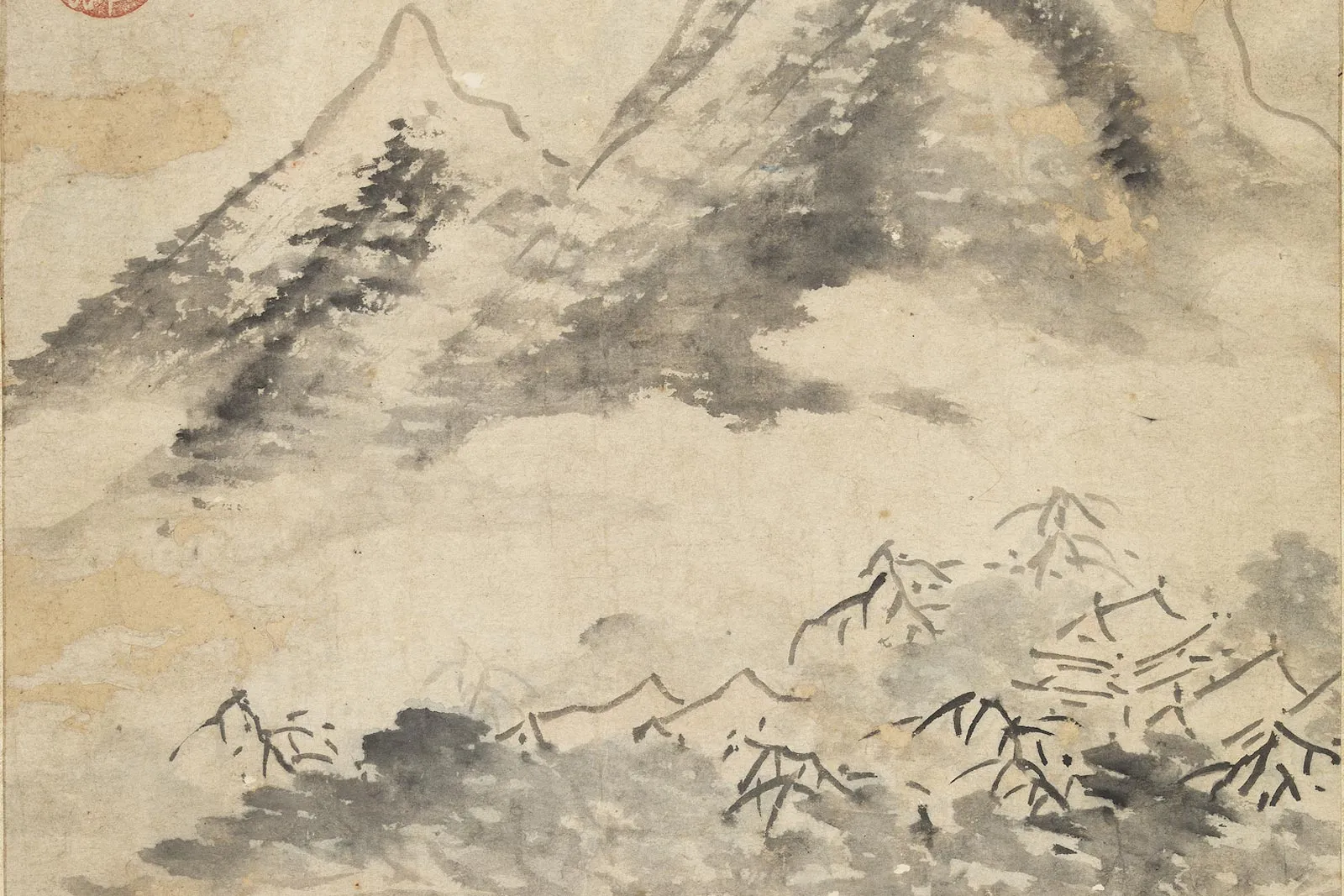 陈淳水墨山水《江流澄碧图》局部 (2)