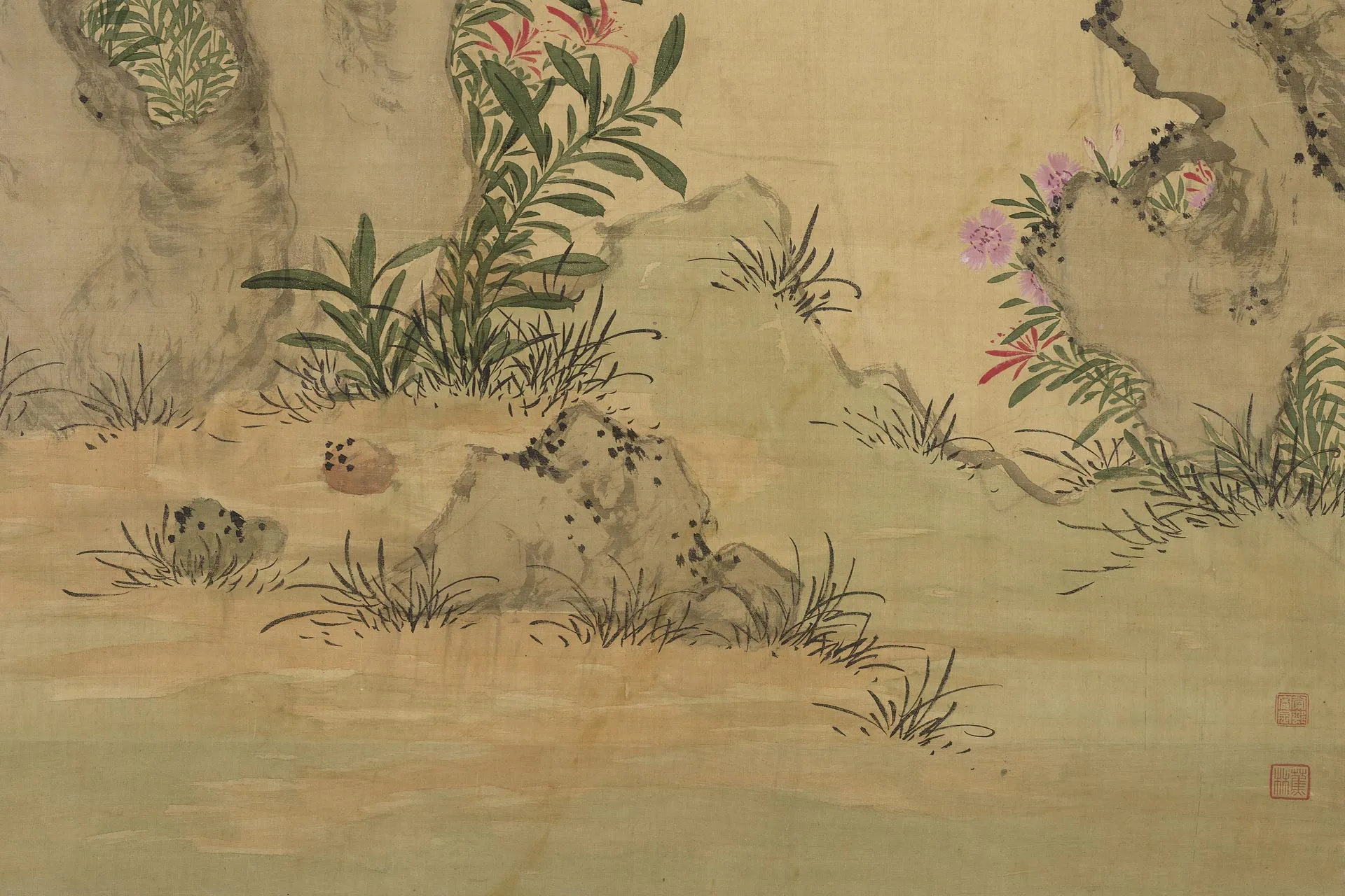 陈淳设色花卉轴局部 (3)