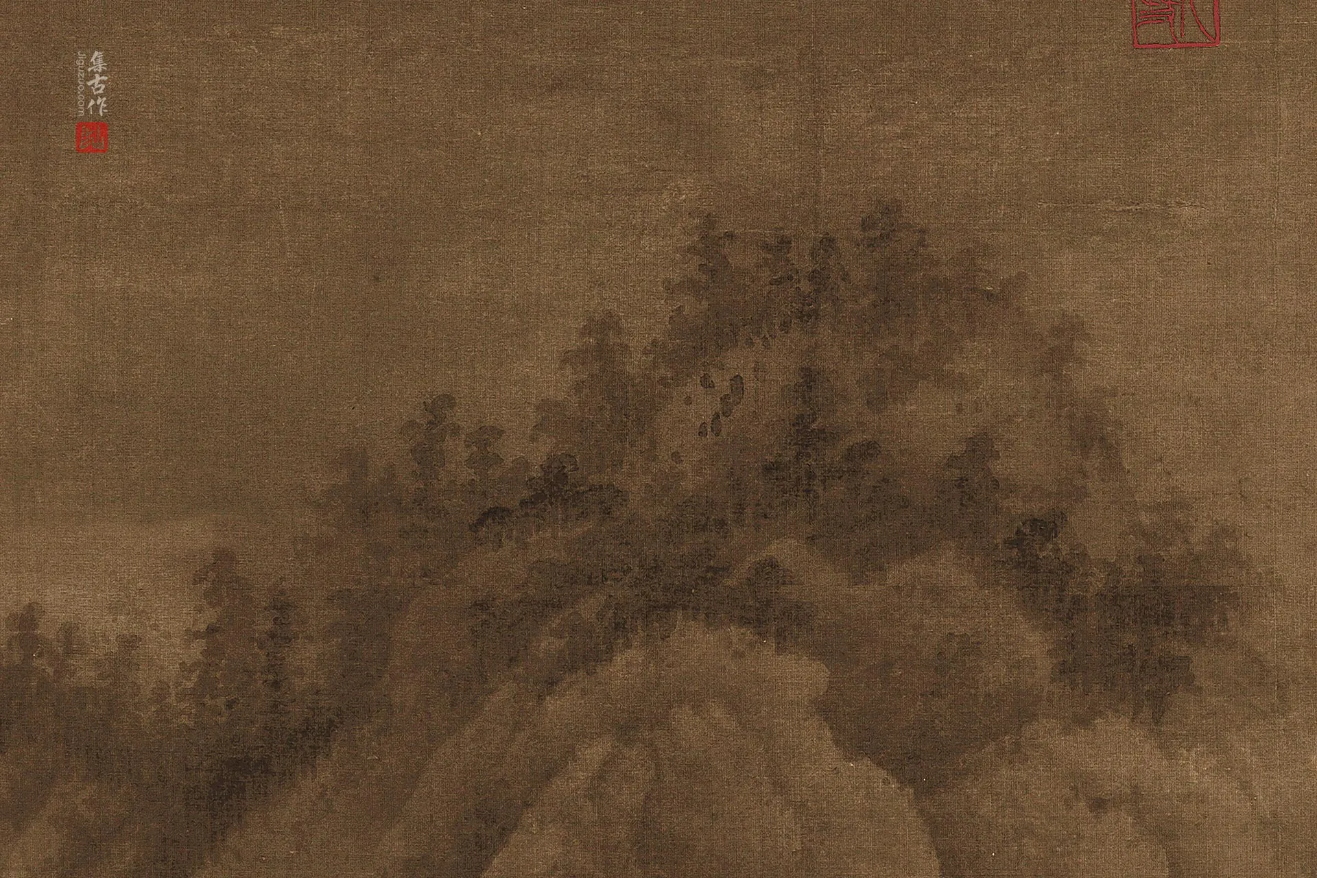 传五代南唐巨然《湖山春晓图》局部 (7)