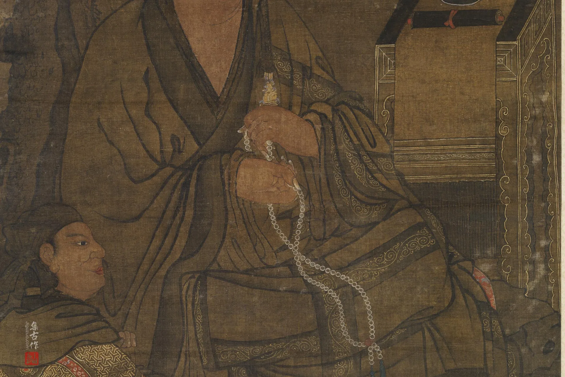 传五代前蜀贯休画罗汉轴局部 (2)