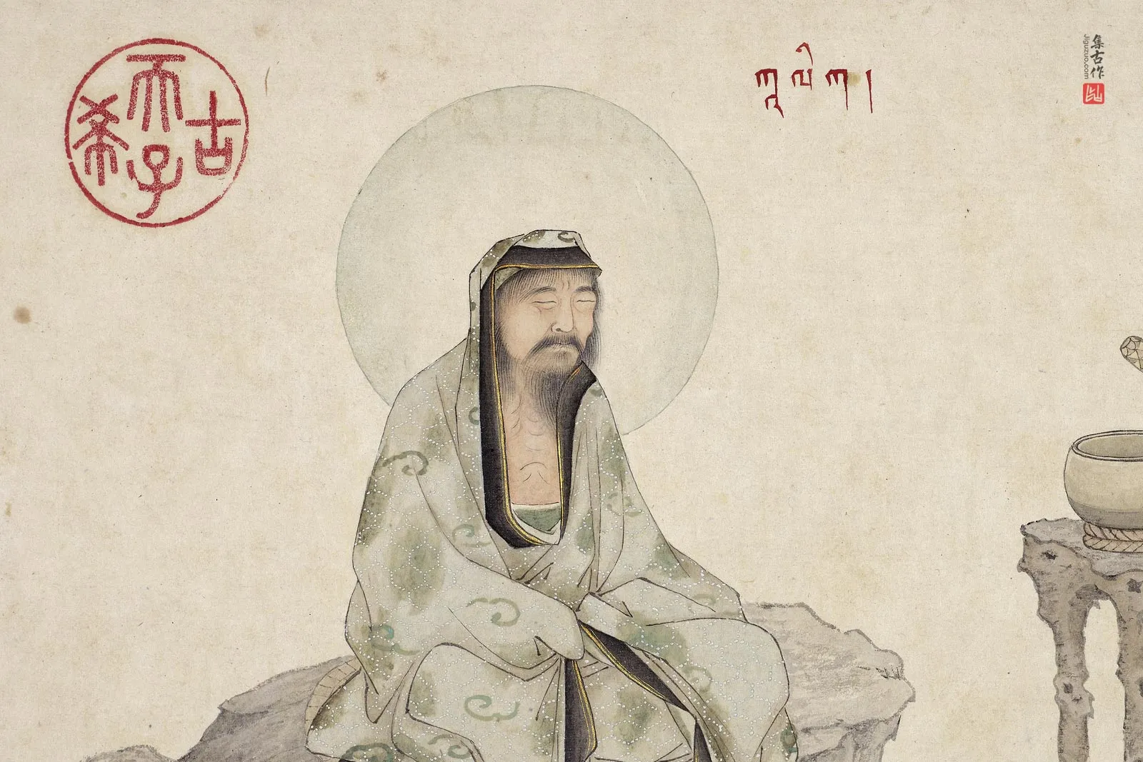 清庄豫德佛道人物画《嘎礼嘎尊者》局部 (1)