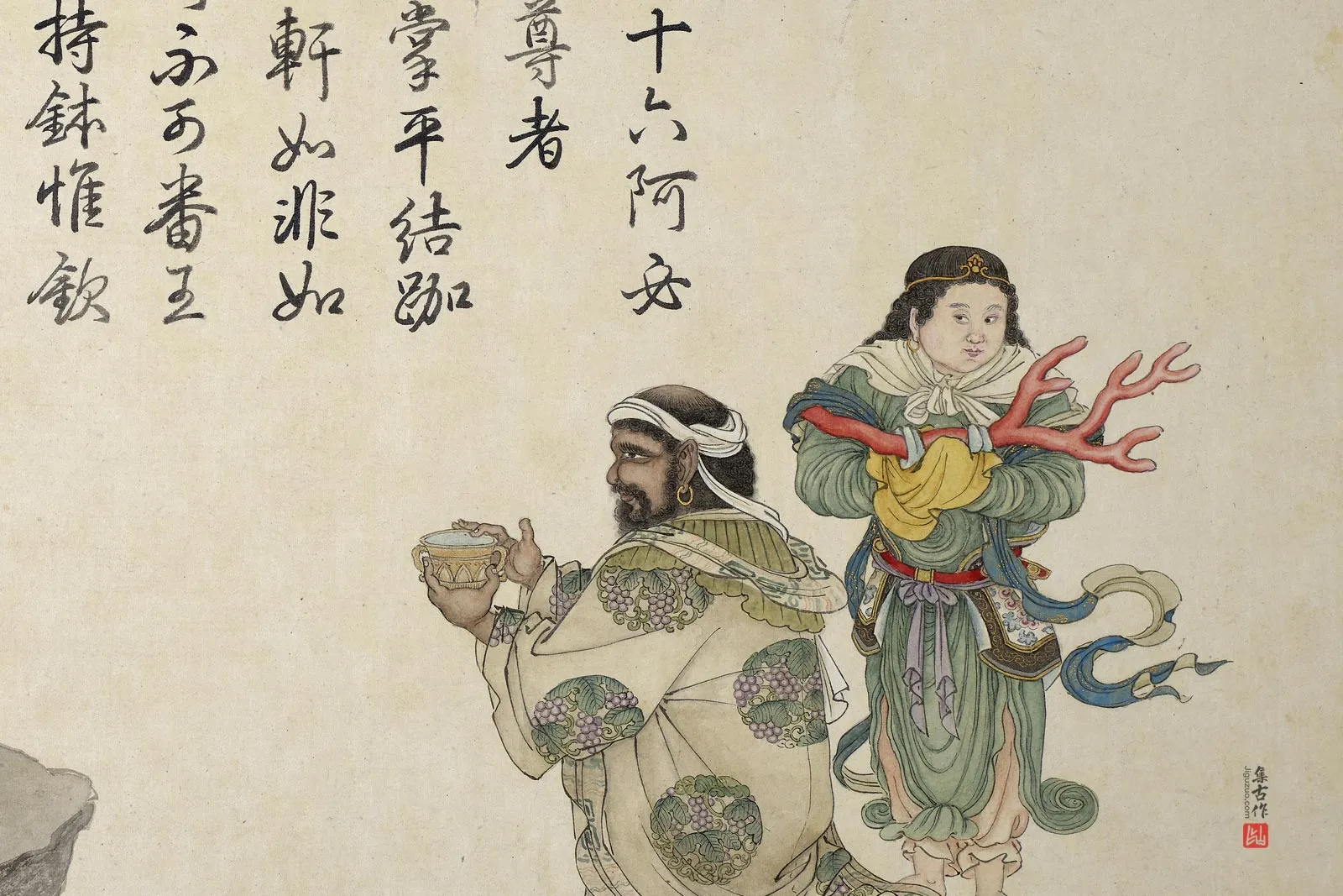 庄豫德人物画《阿必达尊者》局部 (2)
