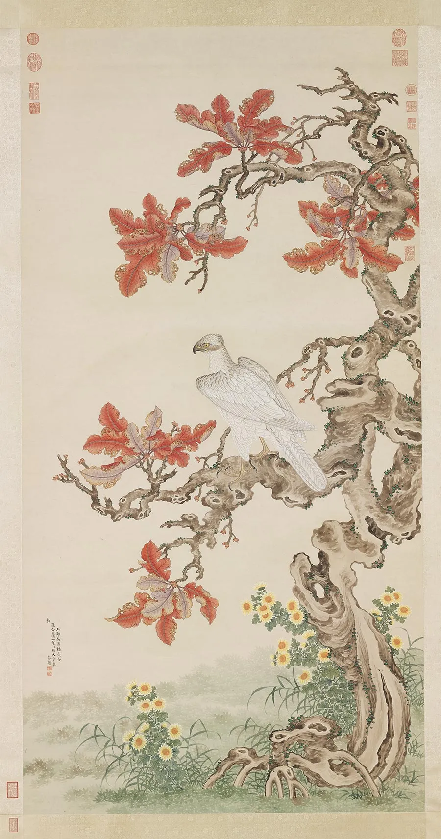 杨大章花鸟画《白鹰图》轴