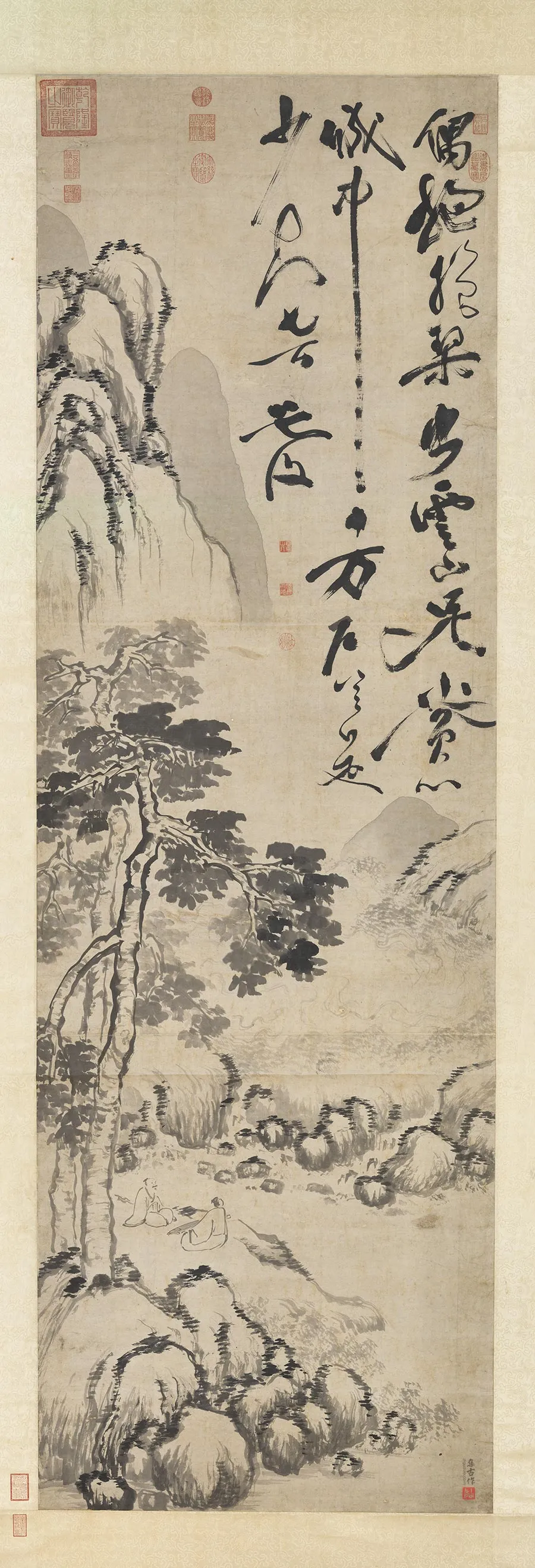 陈淳书画《桐下鼓琴图》轴