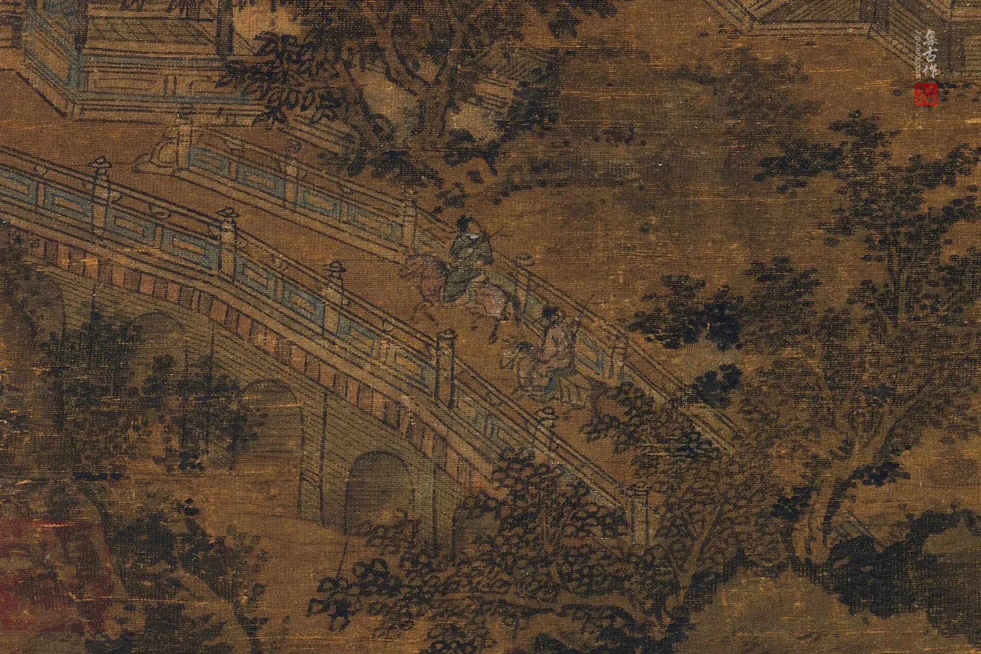 传李昭道《洛阳楼图》高清局部 (4)