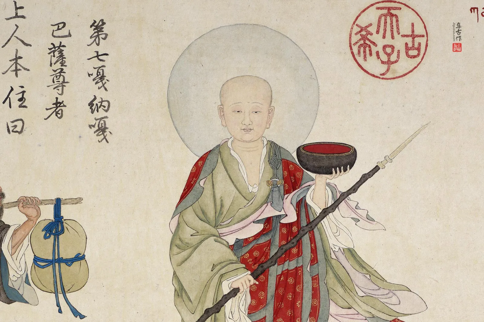 庄豫德人物画《嘎纳嘎巴萨尊者》局部 (1)
