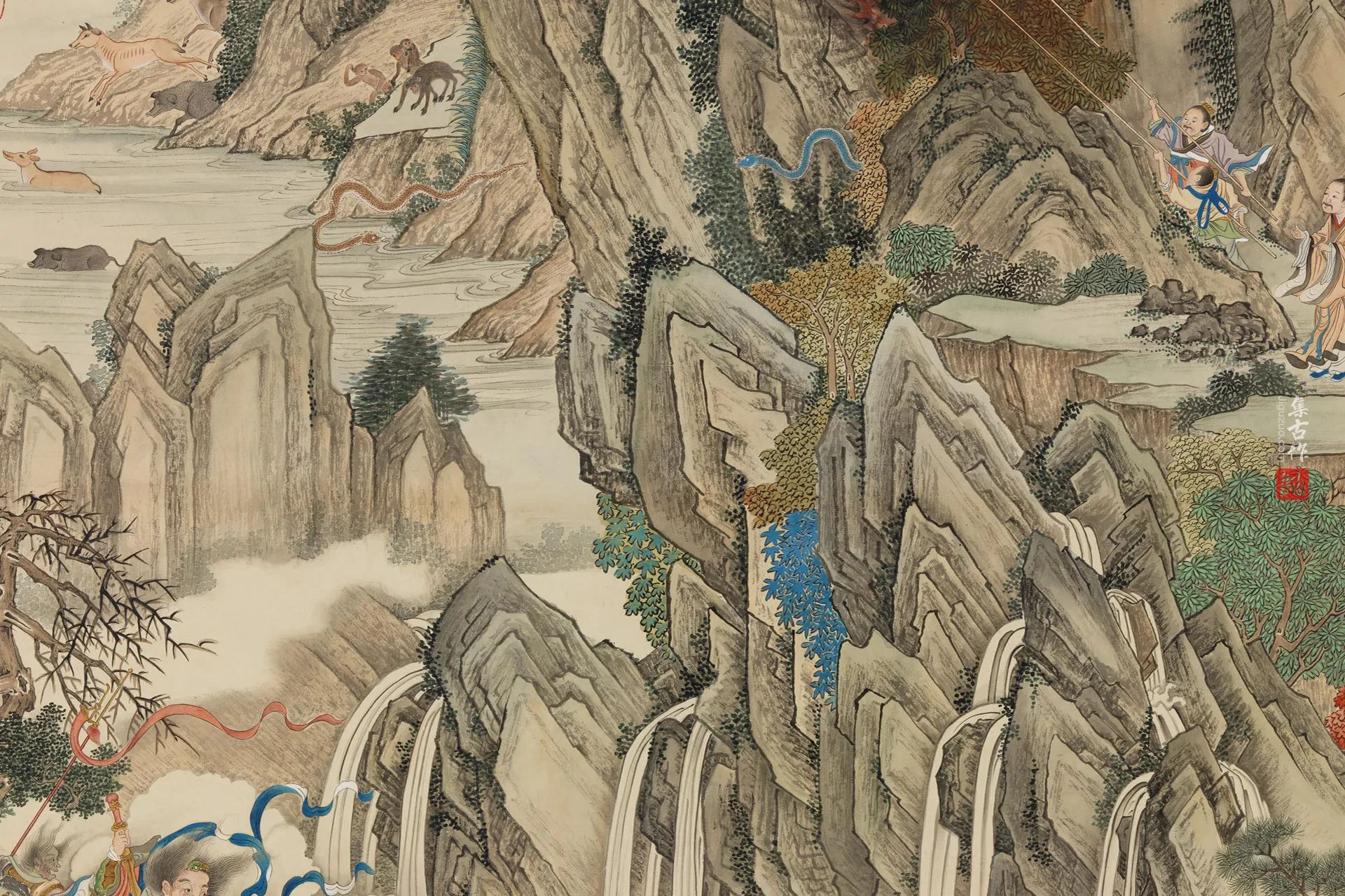 谢遂《仿唐人大禹治水图》局部 (2)