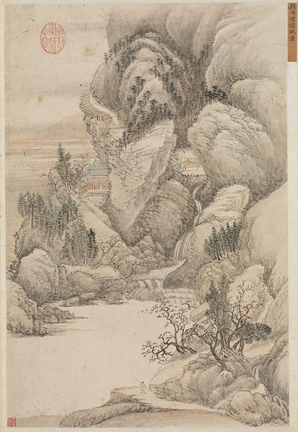 王翚山水画《仿荆浩烟峦晚景图》页