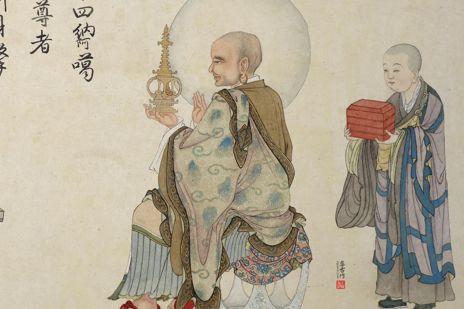 庄豫德人物画《纳阿噶塞纳尊者》局部 (1)