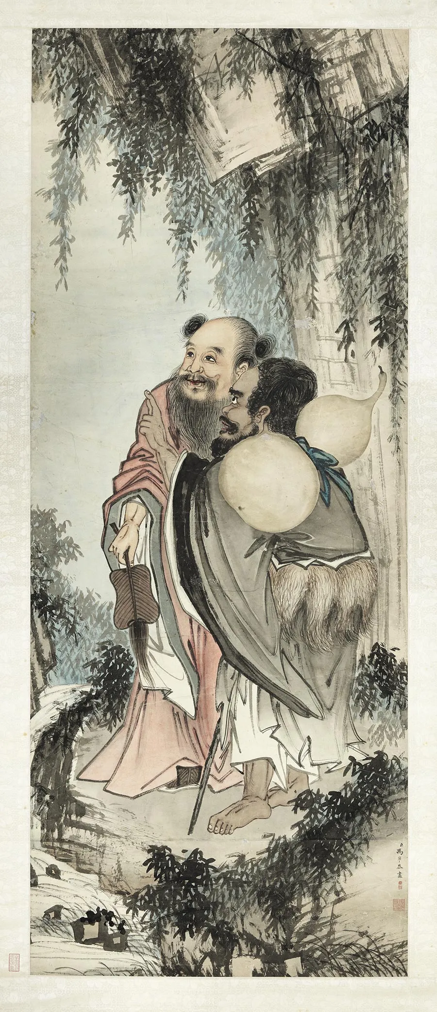 冯宁人物画《二仙图》轴