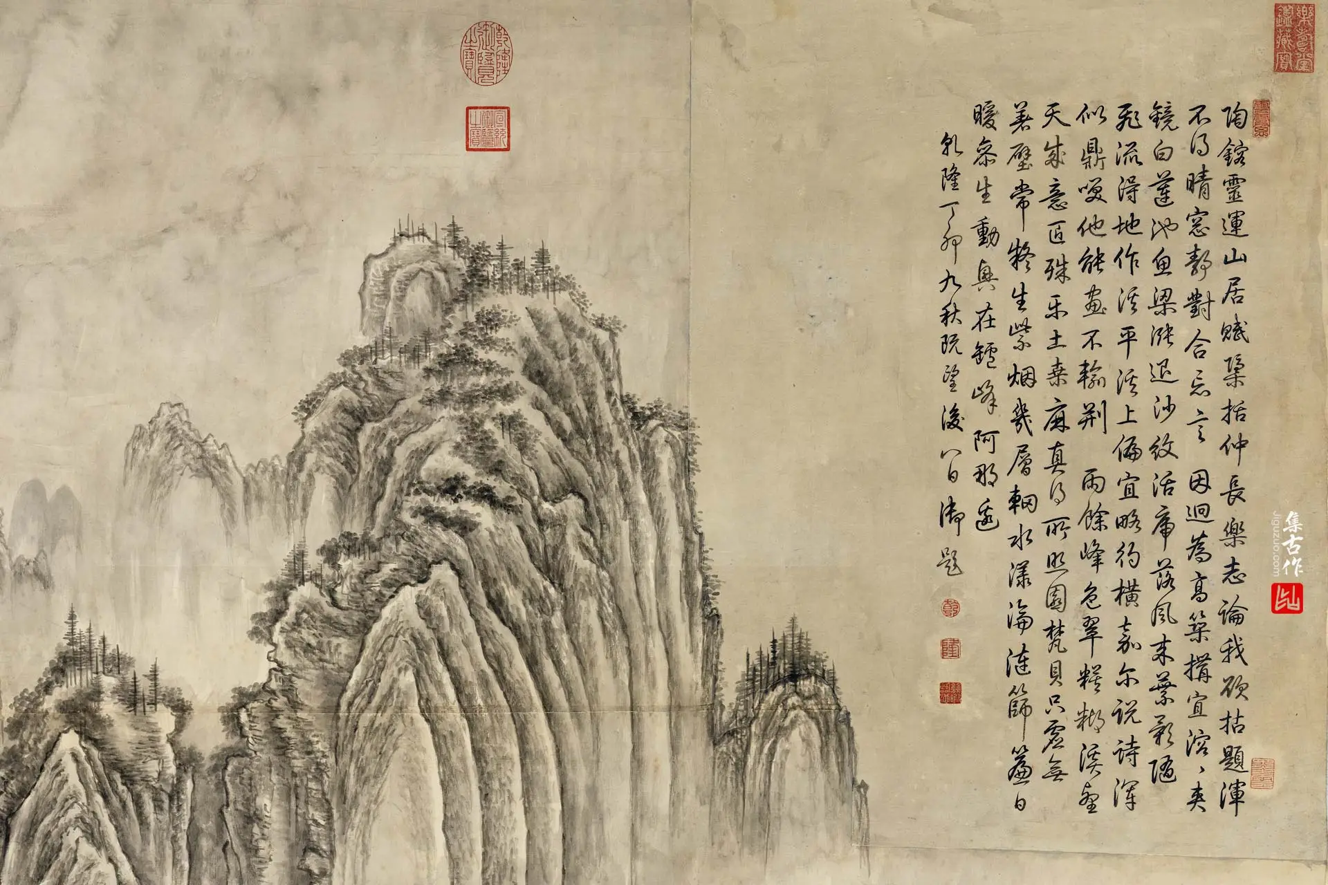 董邦达山水《仿荆浩匡庐图》局部 (3)