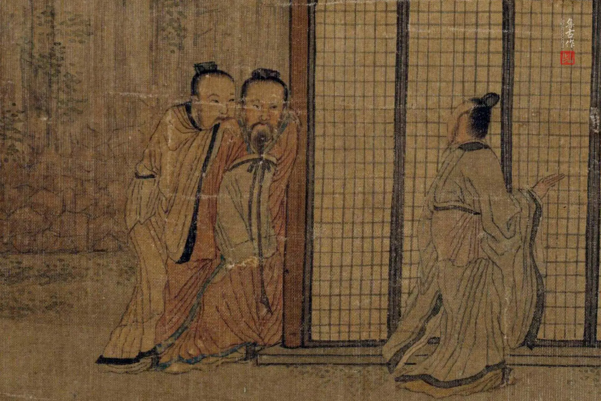 传周文矩《听琴图》高清局部 (2)
