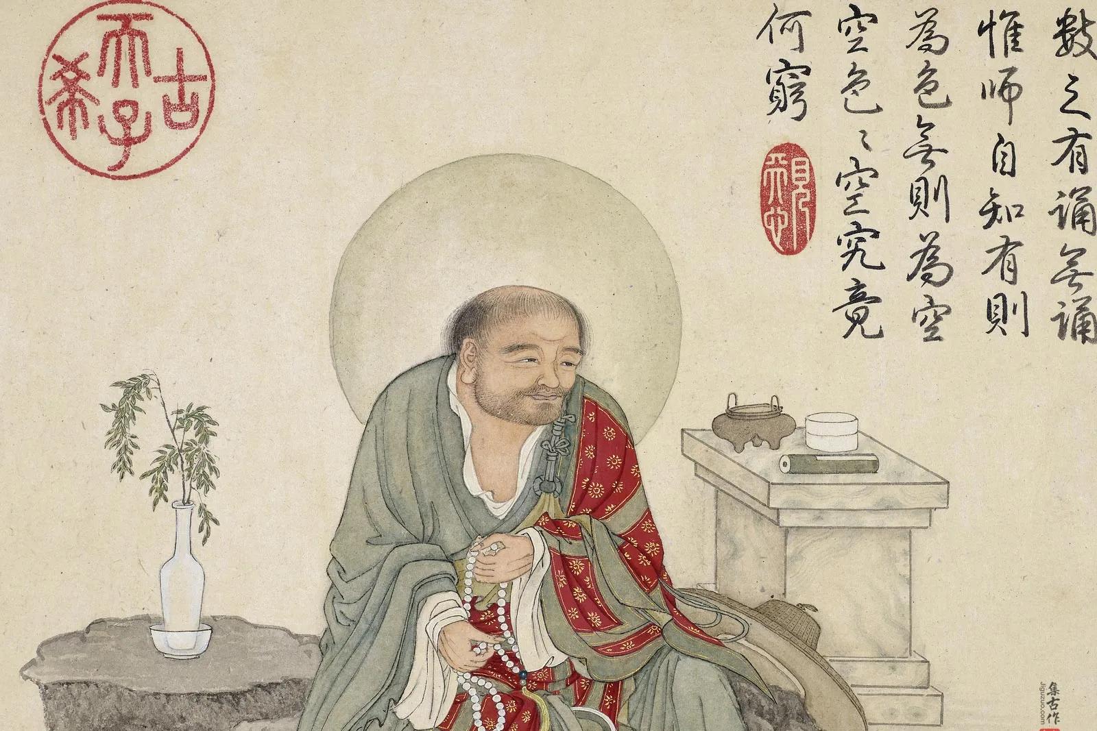 庄豫德佛道人物《毕那楂拉拔哈喇錣杂尊者》局部 (1)