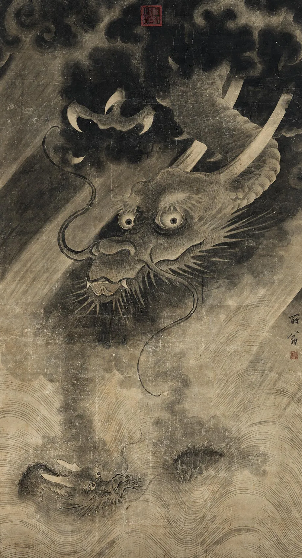 陈容《神龙沛雨图》轴