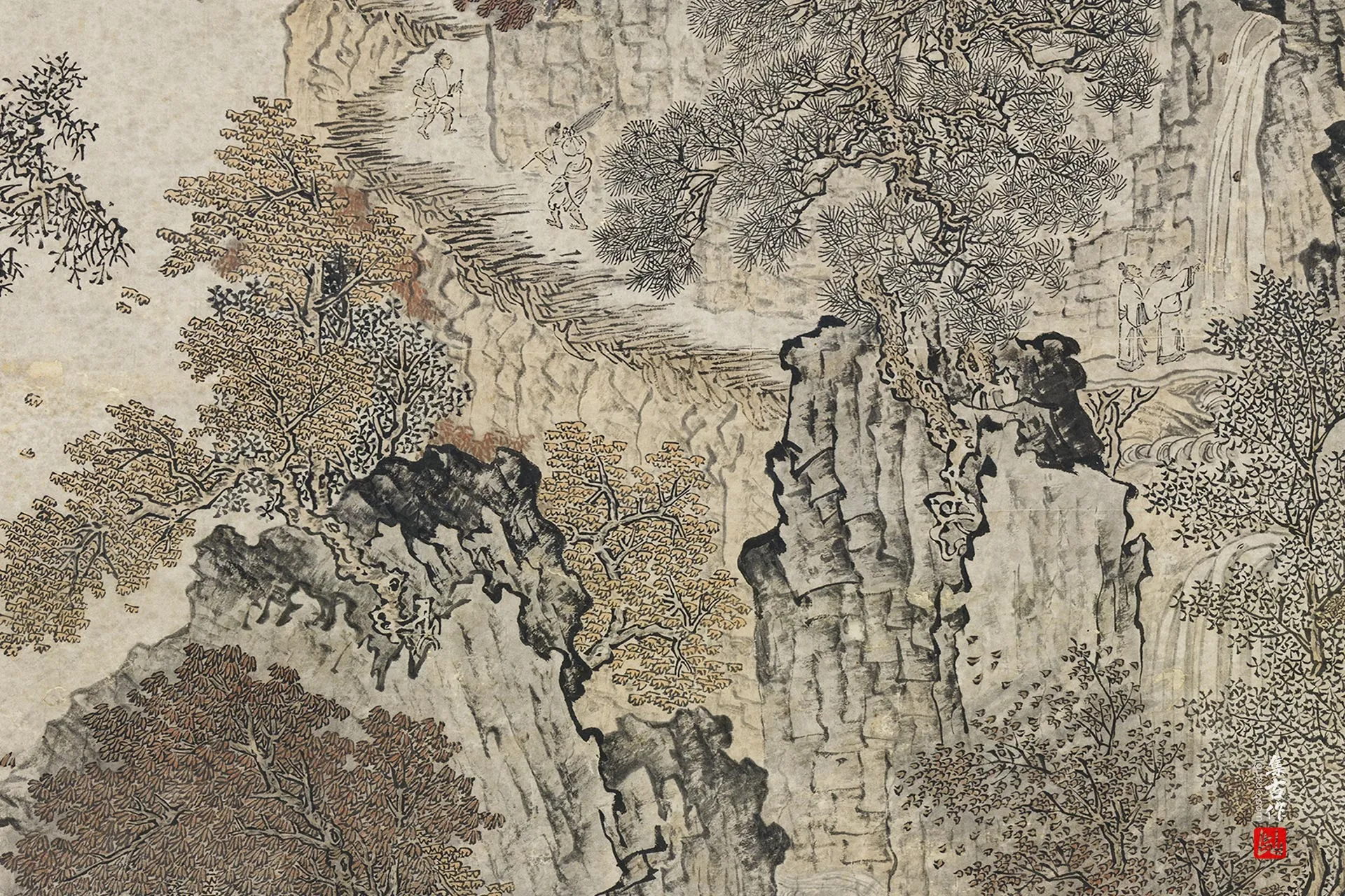 传关仝山水《蜀山栈道图》局部 (2)