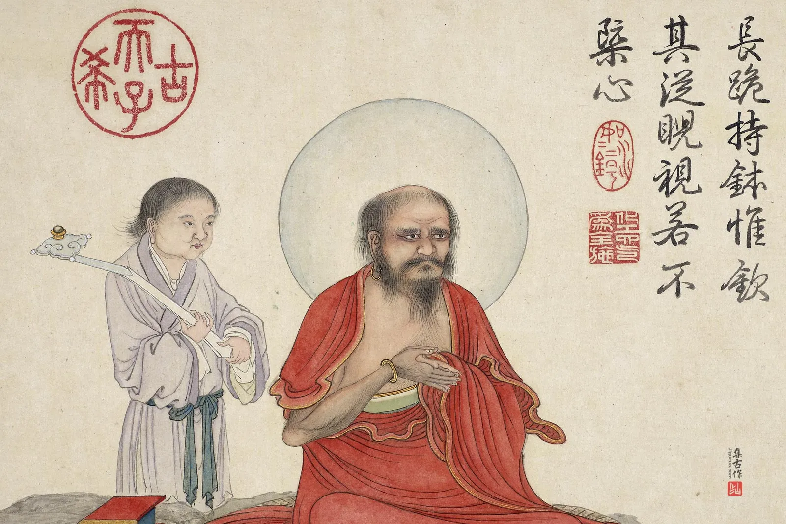庄豫德人物画《阿必达尊者》局部 (1)