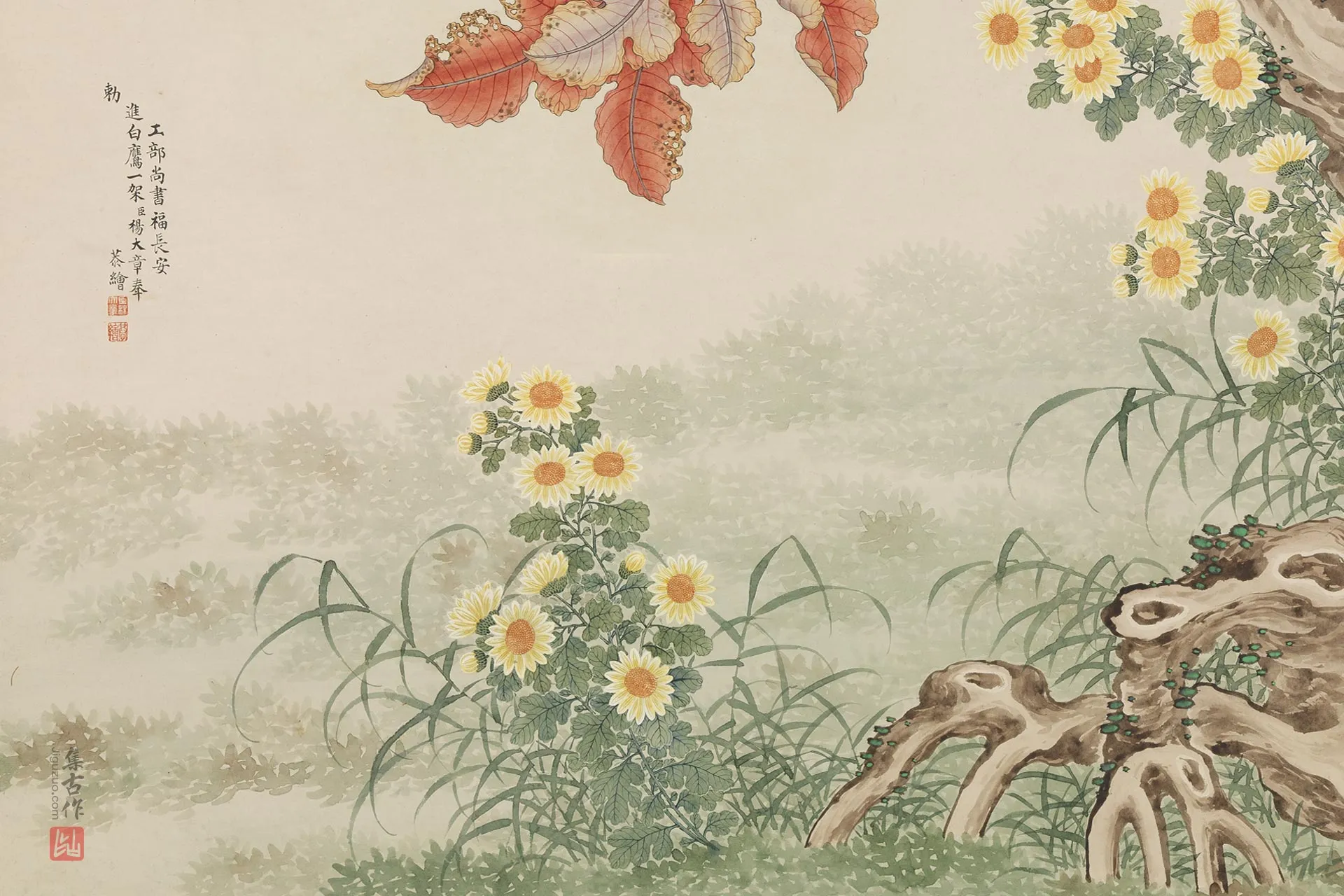 杨大章花鸟画《白鹰图》局部 (2)