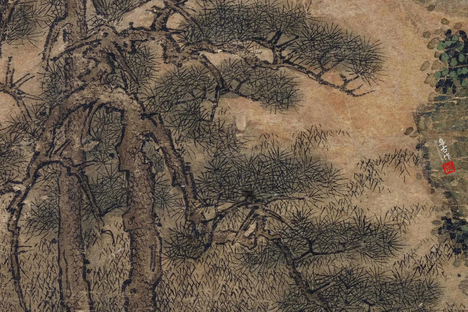 传董展董伯仁《三顾草庐图》超高清大图局部 (2)