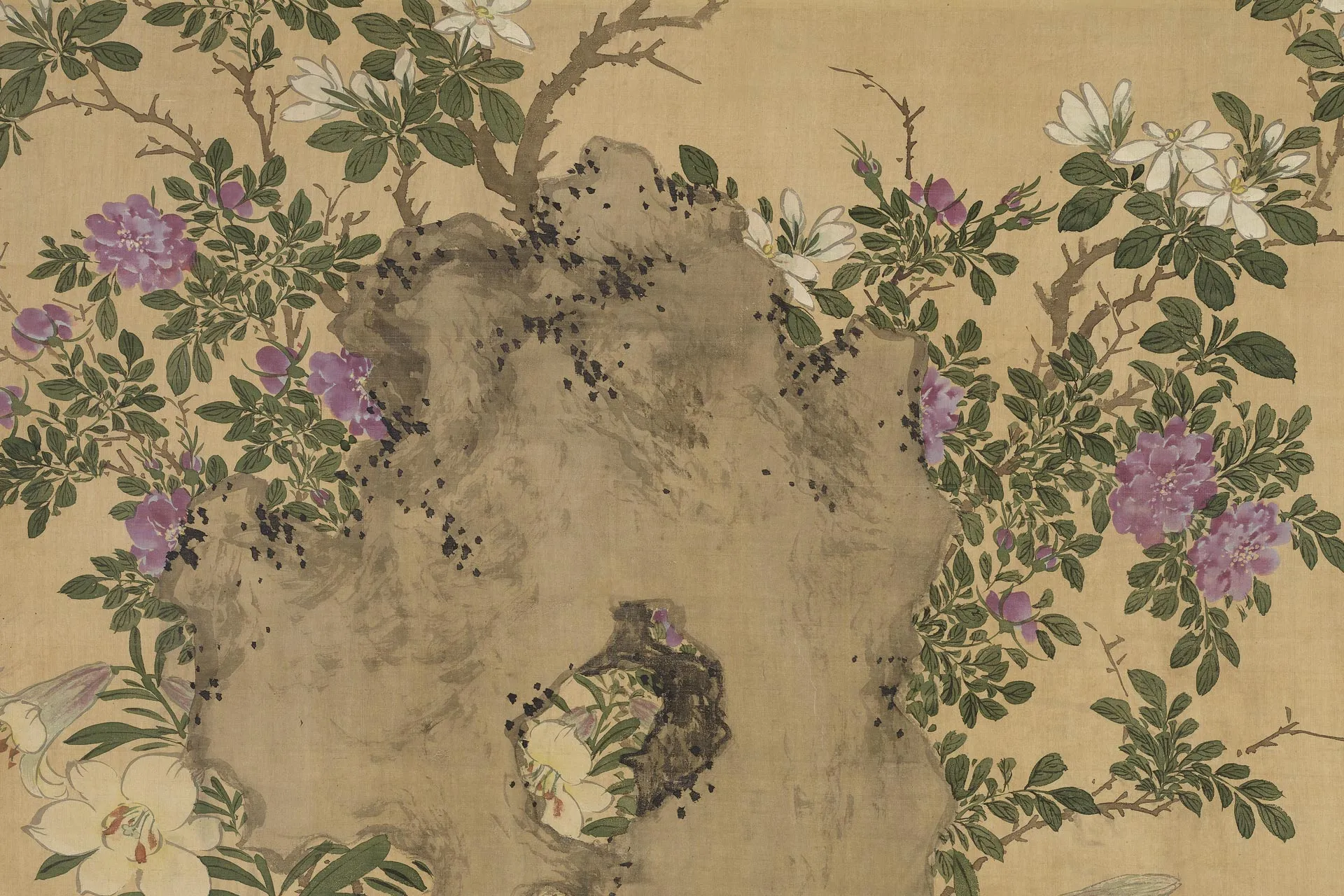陈淳设色花卉轴局部 (2)