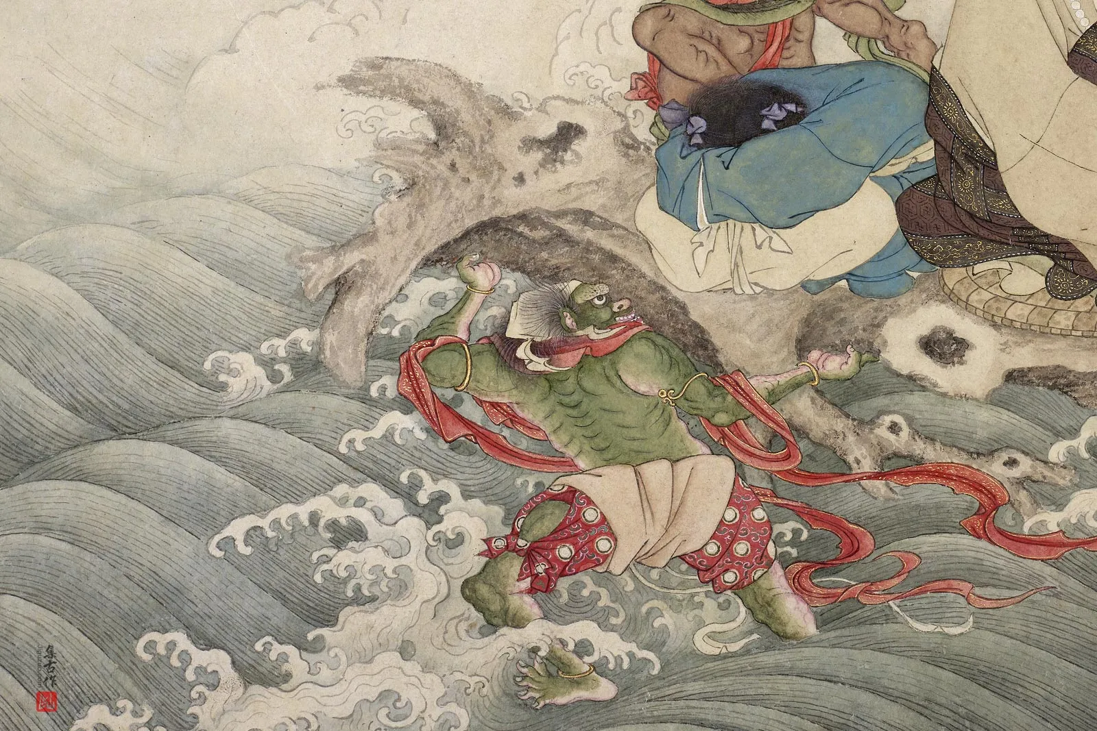 清庄豫德佛道人物画《阿资答尊者》局部 (2)