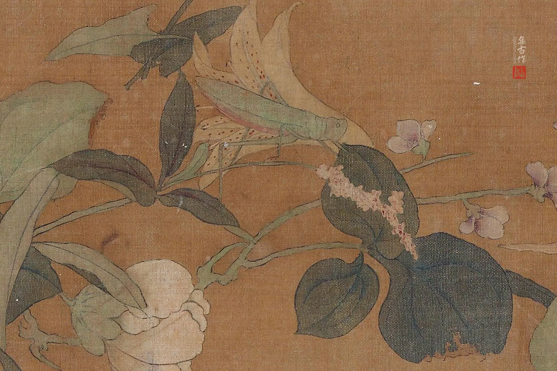 传徐熙《花果贝壳草虫图》高清大图局部 (4)