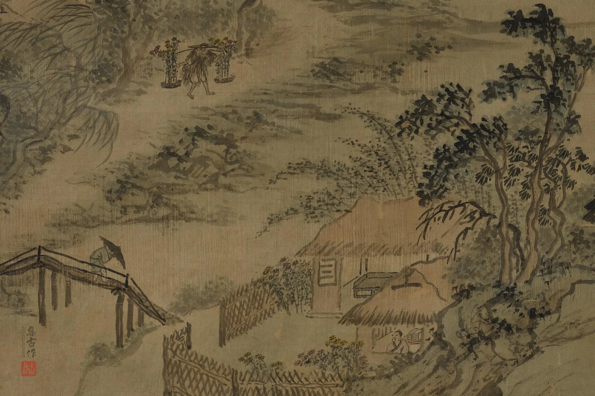 陈淳山水画《重阳风雨图》局部 (3)