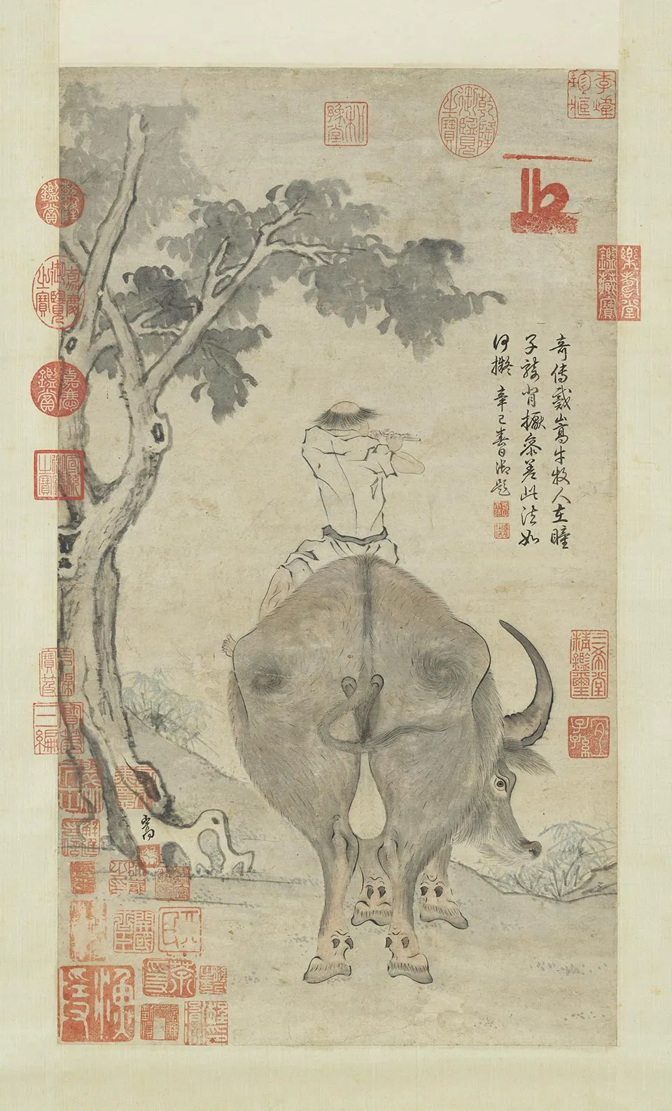 传戴嵩画牛图轴