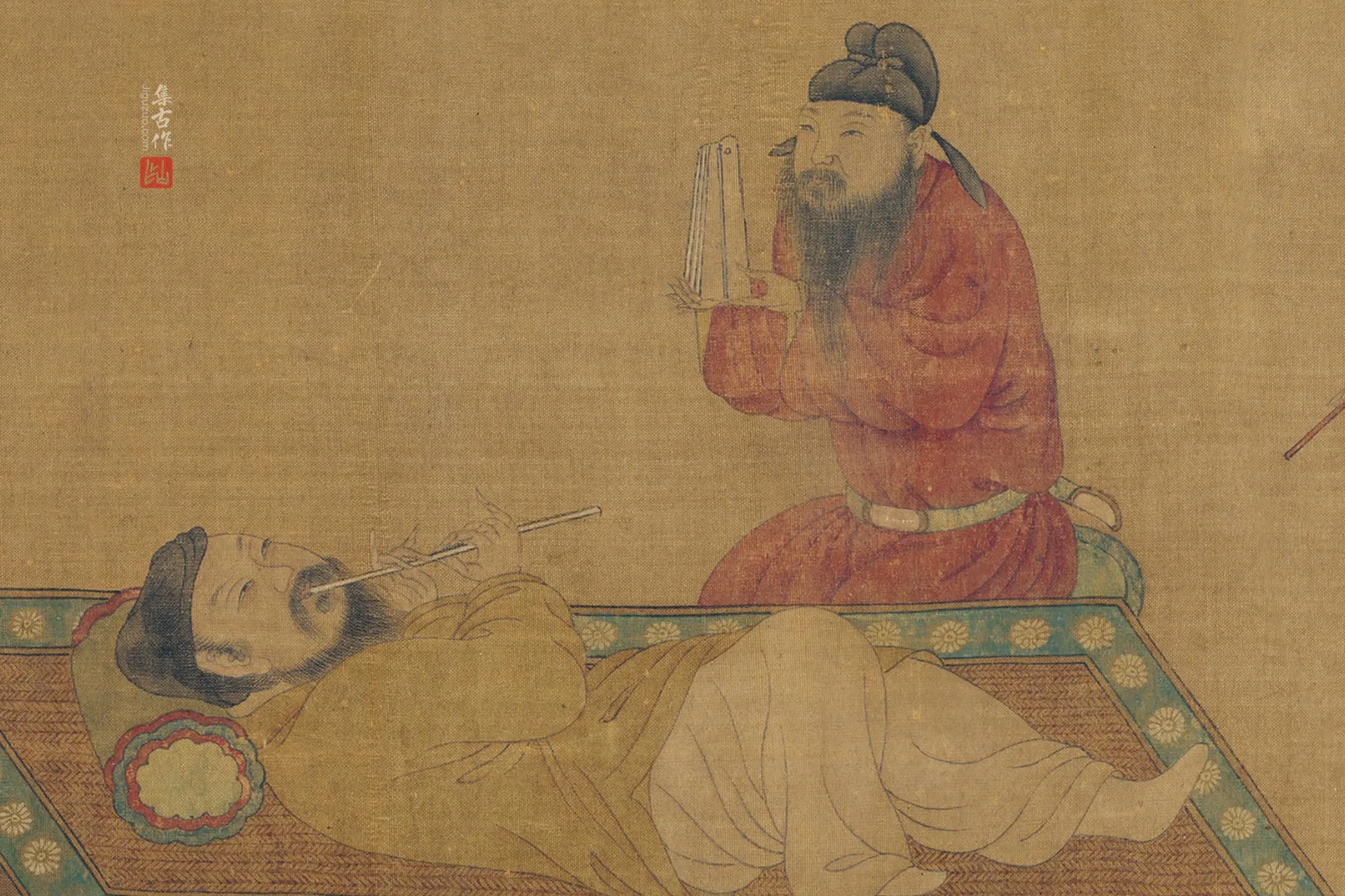 顾德谦人物画《弄箫图》局部 (1)
