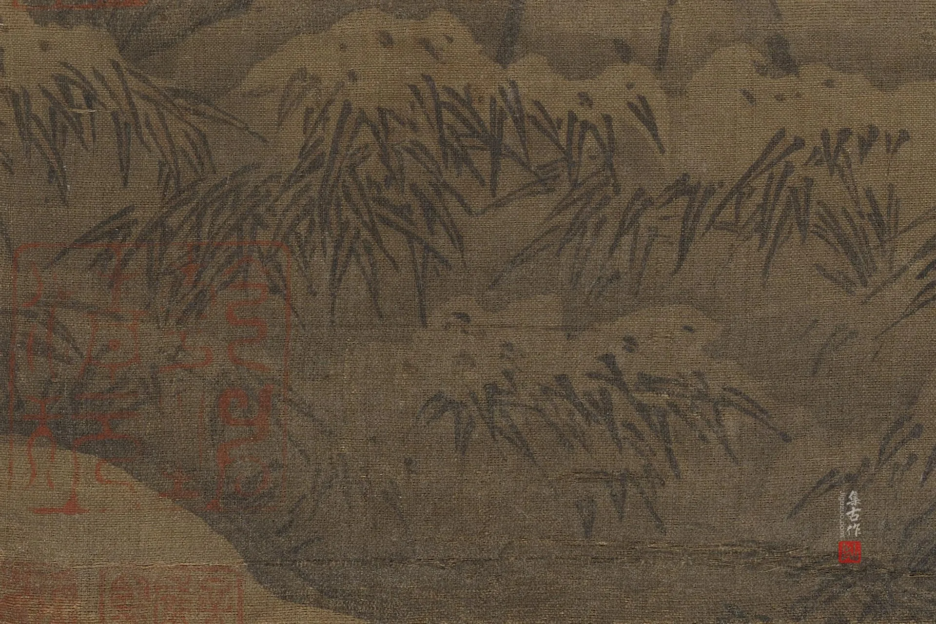高焘《寒林聚禽图》超高清大图局部 (6)