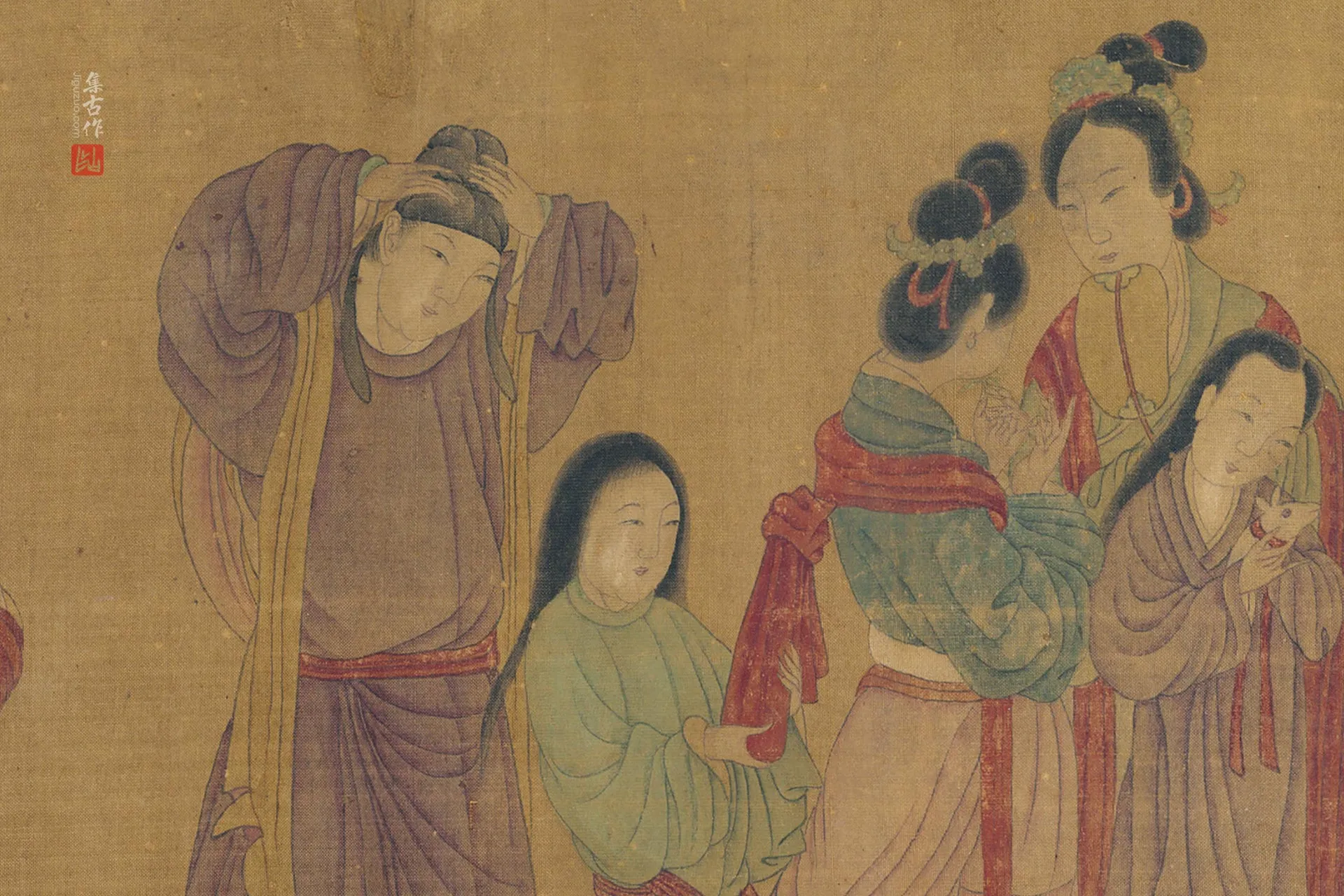 顾德谦人物画《弄箫图》局部 (3)