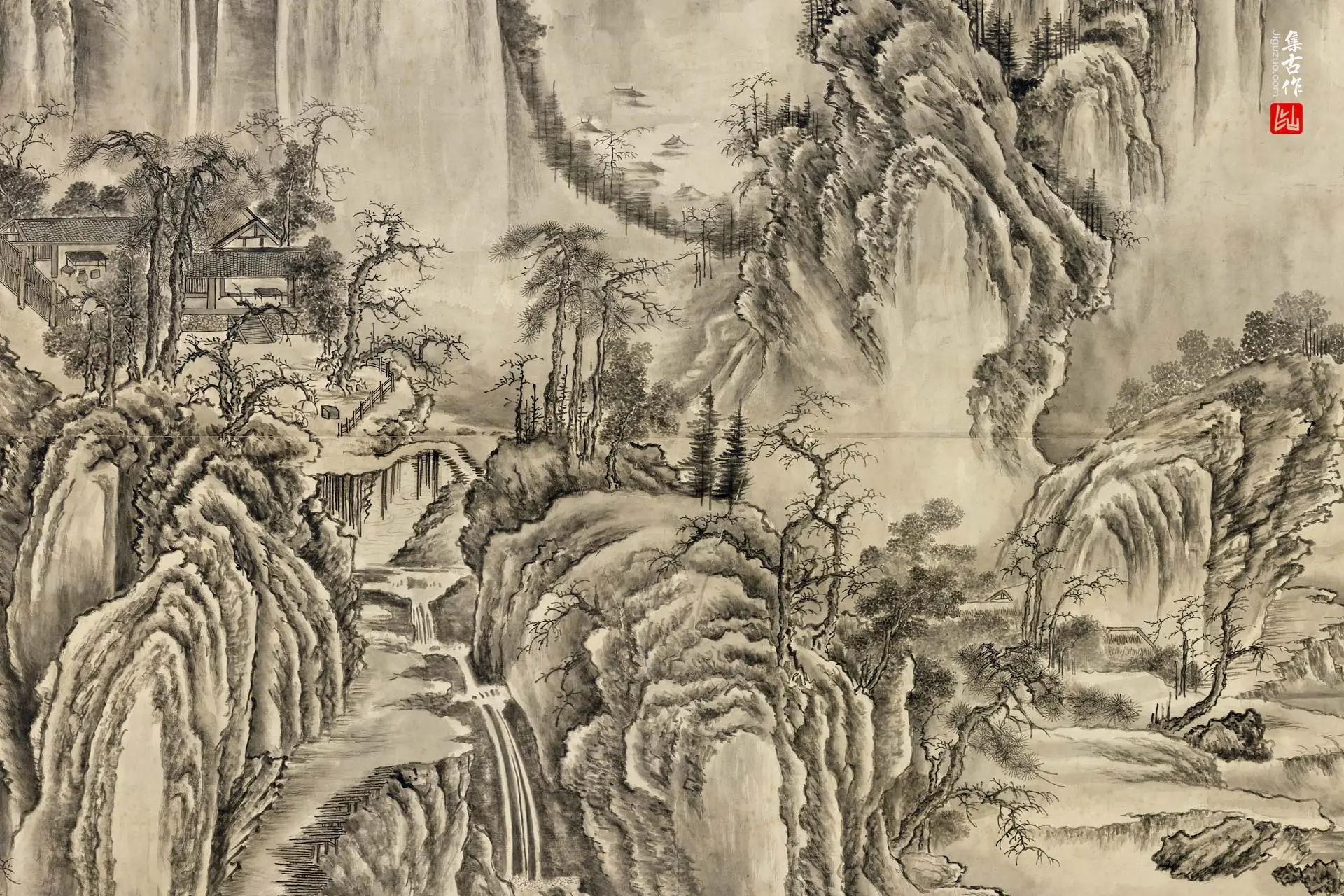 董邦达山水《仿荆浩匡庐图》局部 (2)