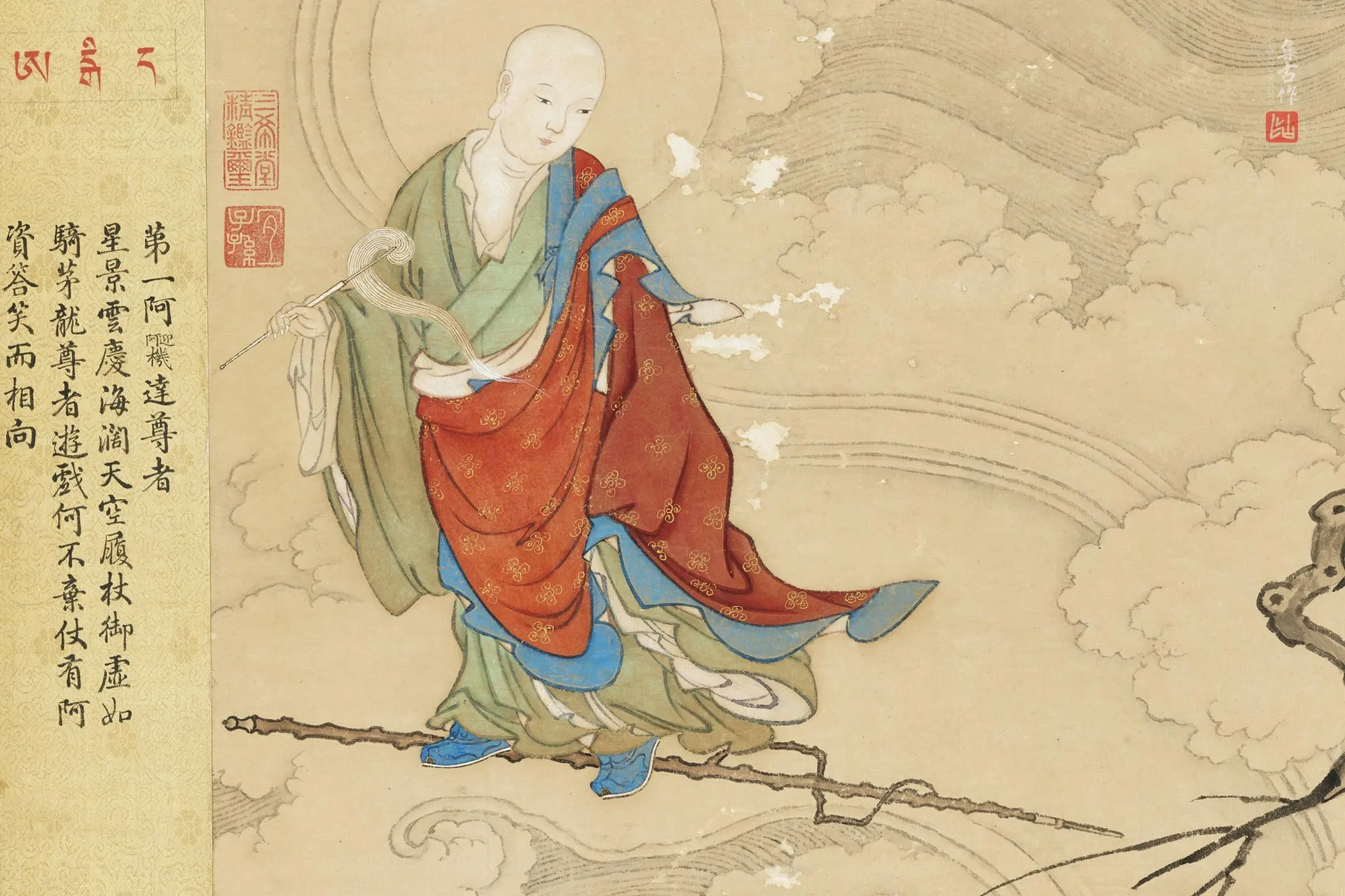 徐扬《仿贯休画罗汉图》轴局部 (1)