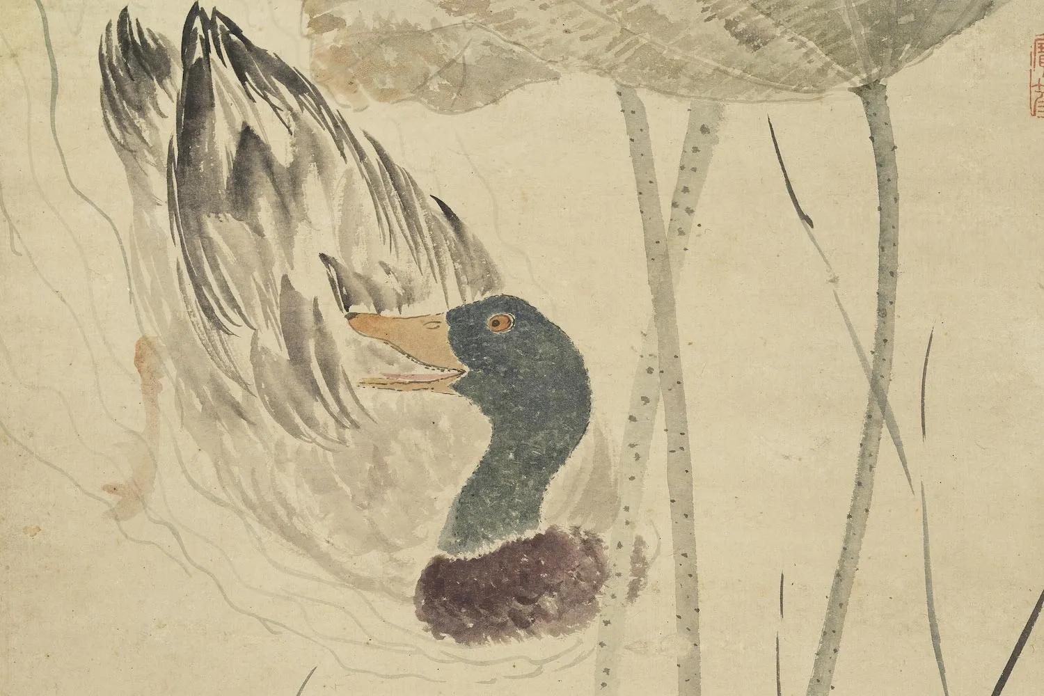 陈淳《秋塘花鸭图》局部 (2)