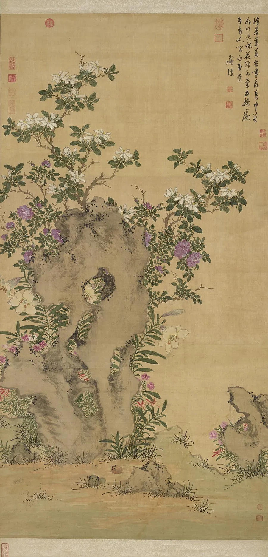 陈淳设色花卉轴