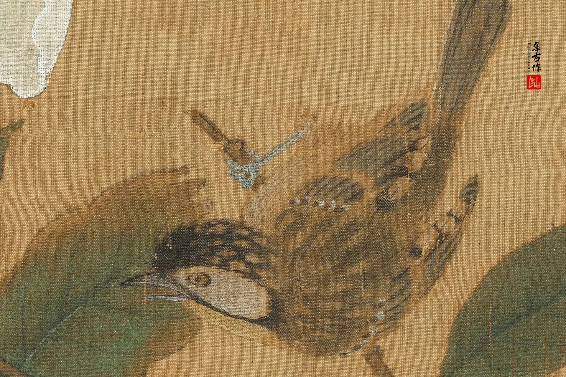 传徐熙花鸟画《写生栀子图》超高清大图局部 (2)