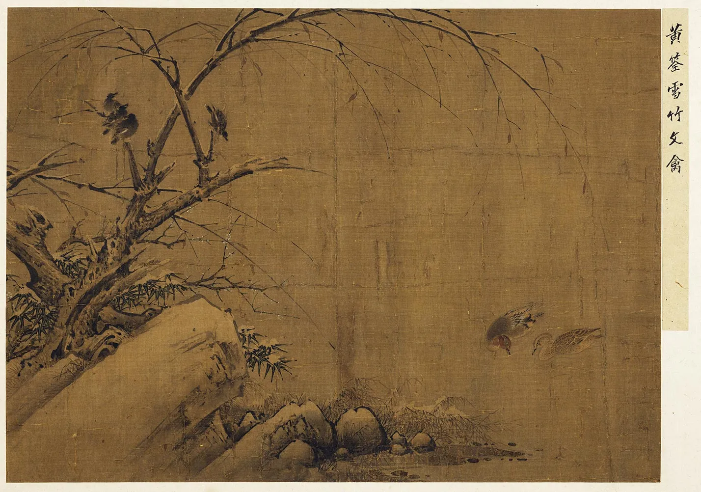 传黄筌《雪竹文禽图》页