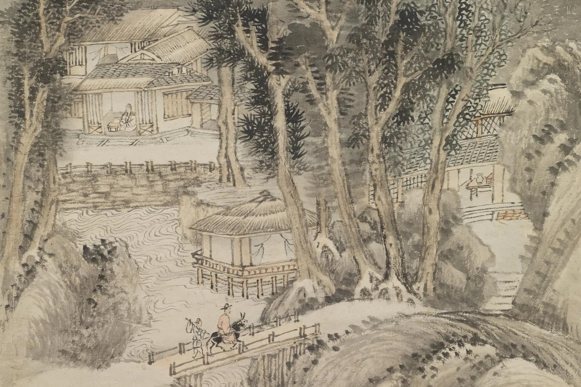 清王翚山水《仿巨然夏山图》局部 (3)