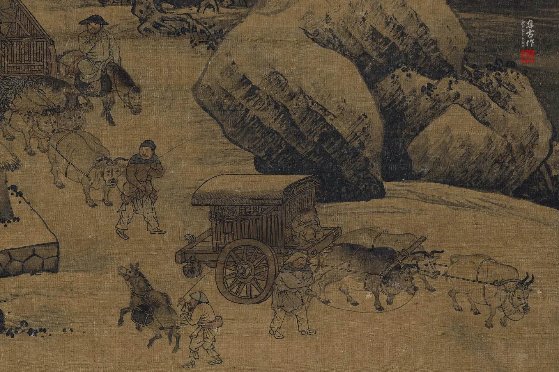 宋人《雪栈牛车图》局部 (1)