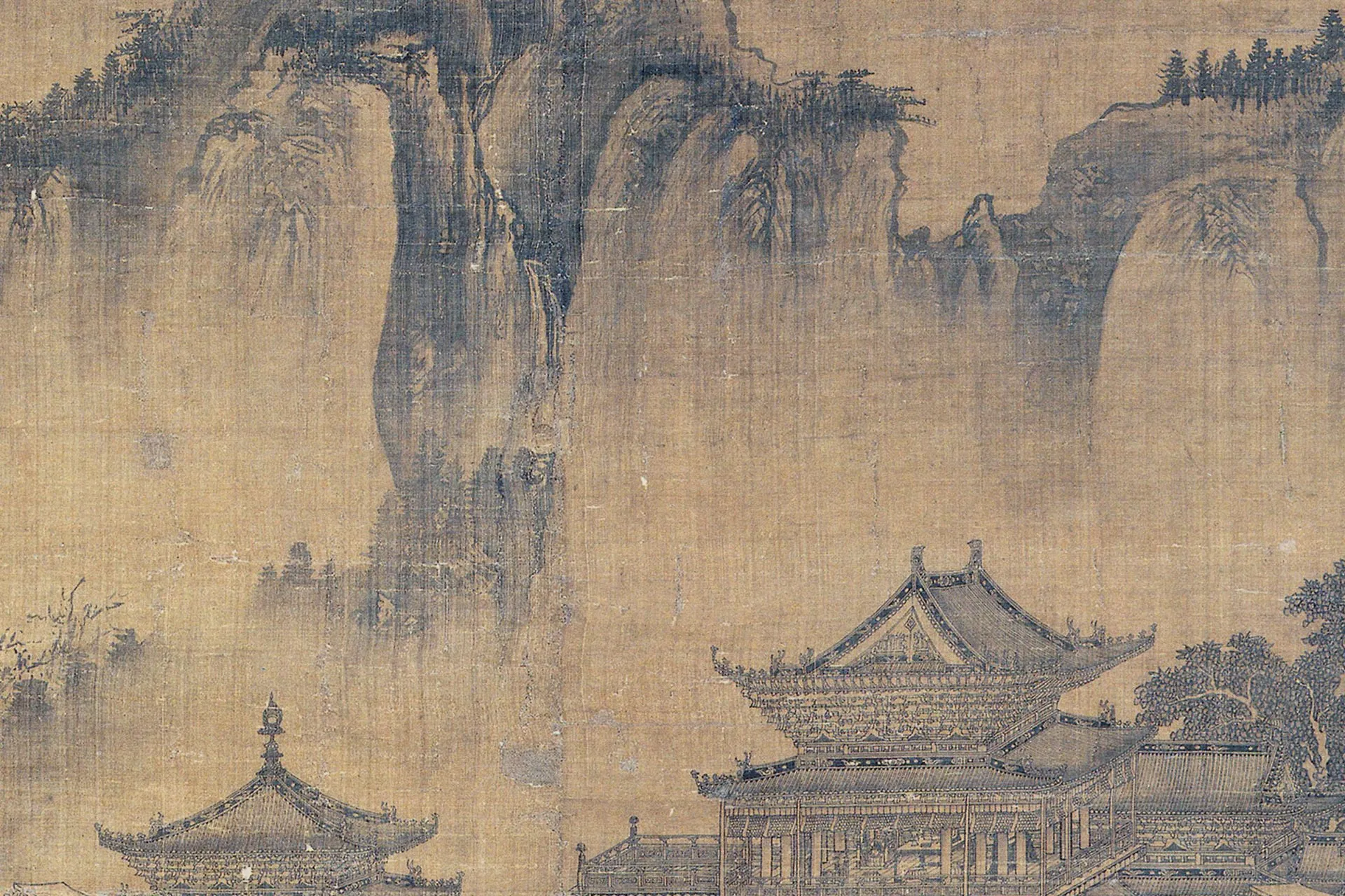 传郭忠恕山水楼阁画《明皇避暑宫图》局部-3