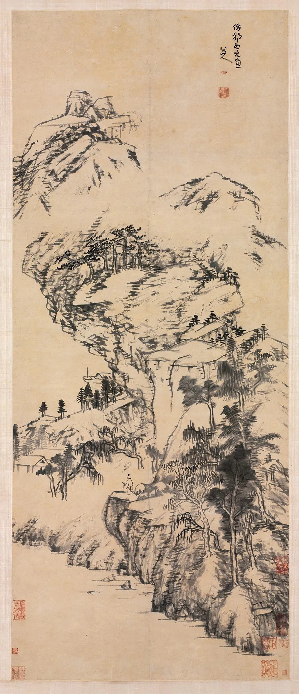 清朱耷《仿郭忠恕山水图》轴