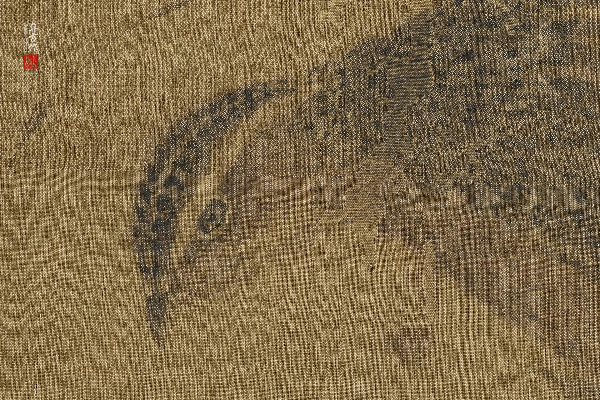 崔慤《杞实鹌鹑图》高清大图局部 (2)